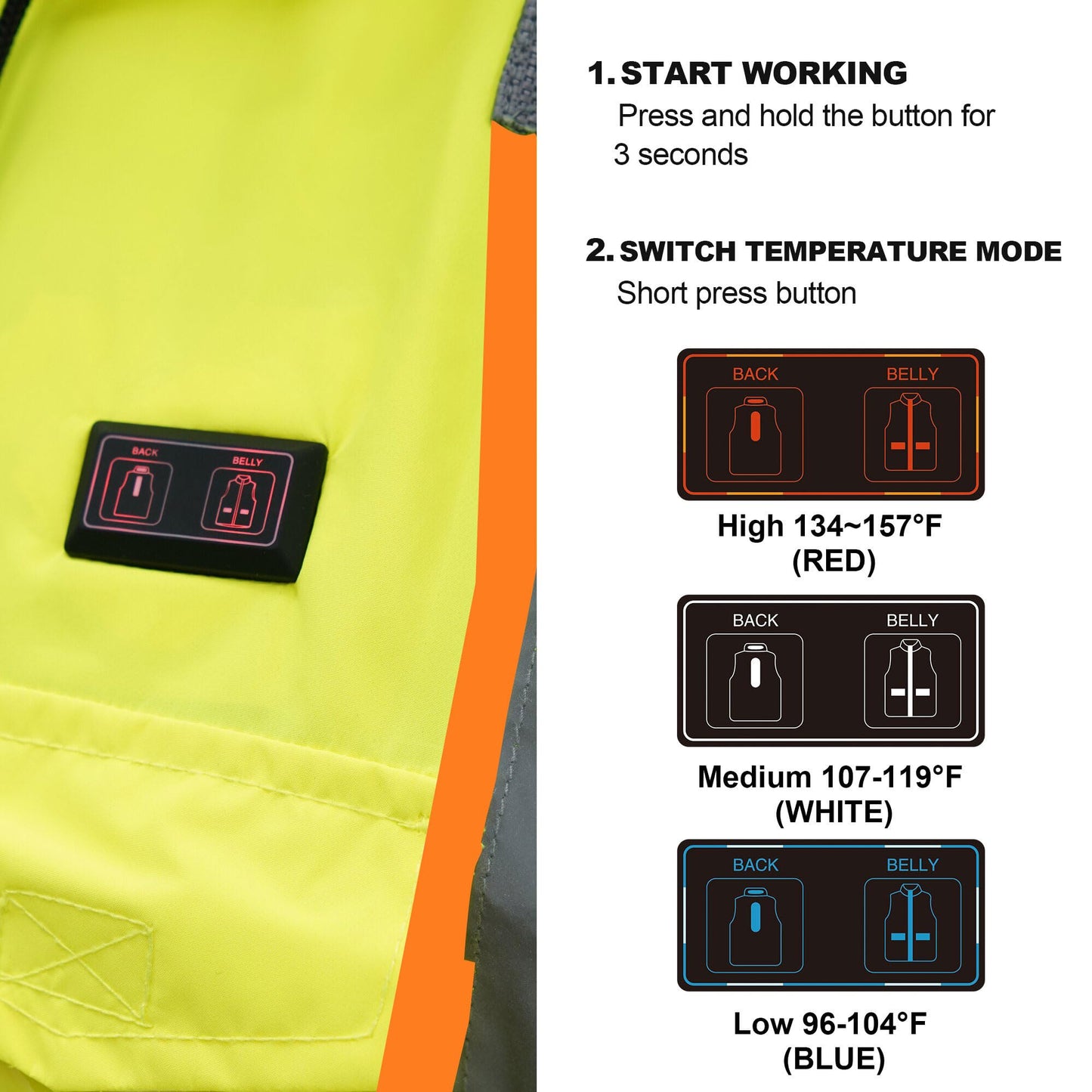 SKSAFETY Professional Level Heated Safety Bomber Jacket, Class 3 Hi-Vis Waterproof Coat, 3M Reflective Tape, Work Construction Coats for Cold Weather