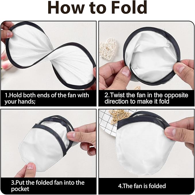 Foldable Flying Disc Fans Set with Bags, 9.8 Inch Black Egde Fabric Beach Flying Disc for Wedding Gift Party Favors Outdoor Activity