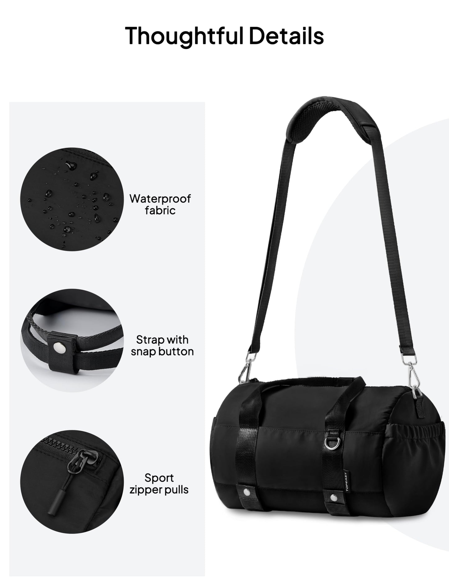 TOPEAST Small Gym Bag for Women, Mini Sports Yoga Bag Gym Tote Bag with Yoga Mat Holder, Small Sports Duffle Bag with Water Bottle Pocket & Wet Pocket for Travel Dance Workout, Black