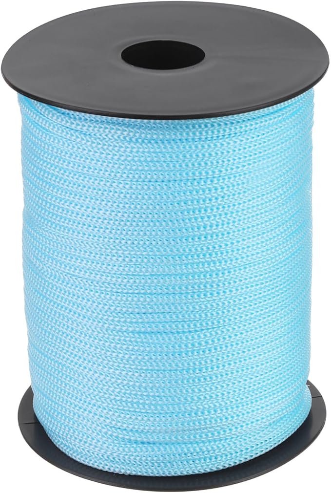 MECCANIXITY 1/8 Inch Polypropylene Rope Braided Ropes, 328ft Nylon Rope Hollow Utility Cord for Clothesline, Camping, Hiking, Outdoor, Sky Blue