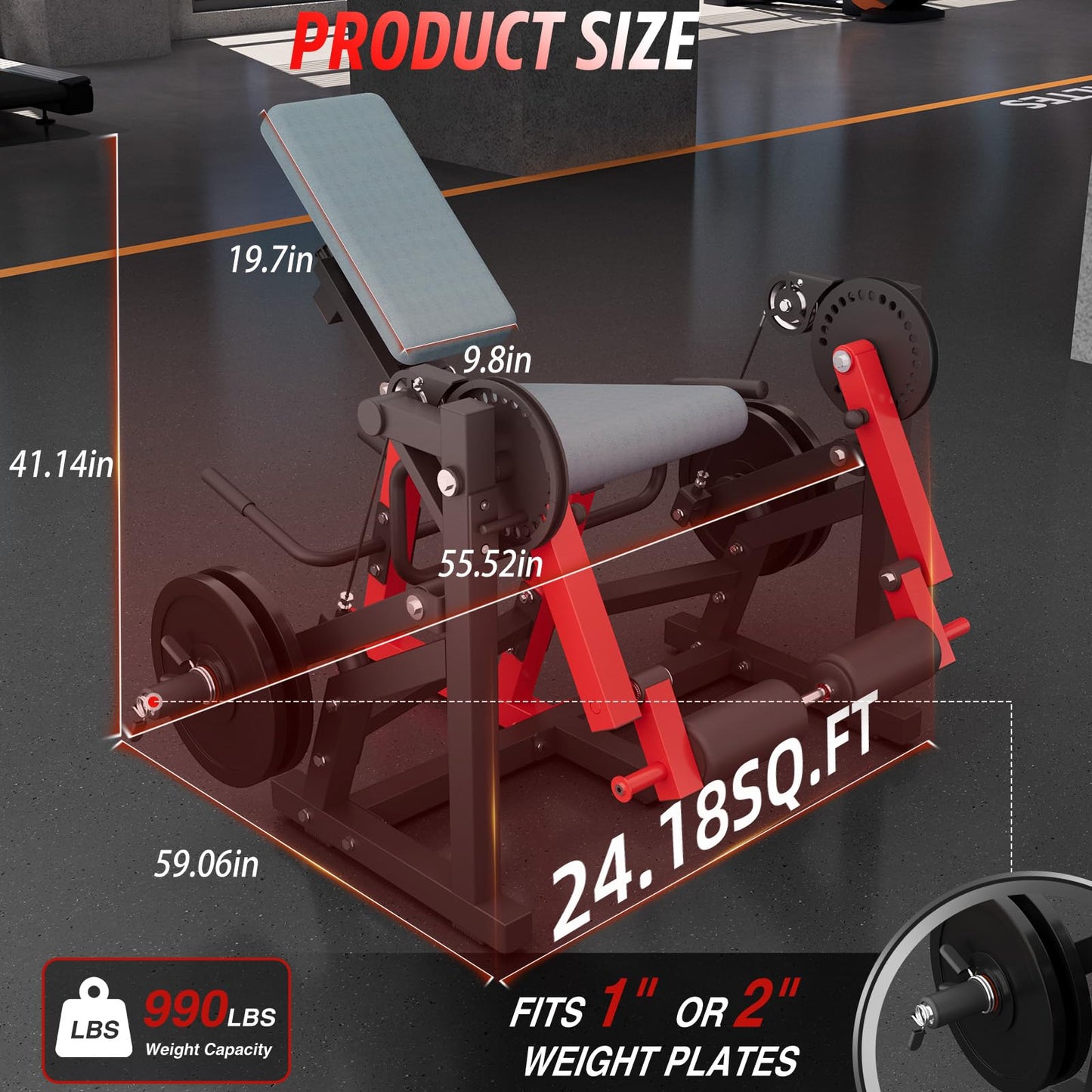 Leg Extension and Curl Machine feat Unilateral & Bilateral, Convertible Seated Leg Extension and Lying Leg Curl Bench for Home Gym, Quad and Hamstring Lower Body Leg Workout Equipment