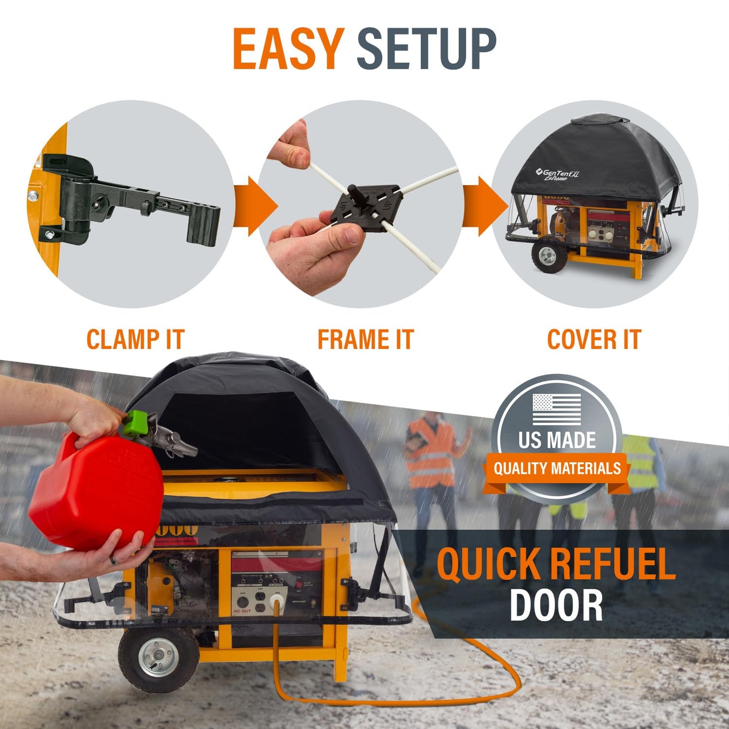 GenTent XL Open Frame Running Cover - Universal Adapter Kit Generator for Larger Generators Tent (Onyx, XL - Extreme)