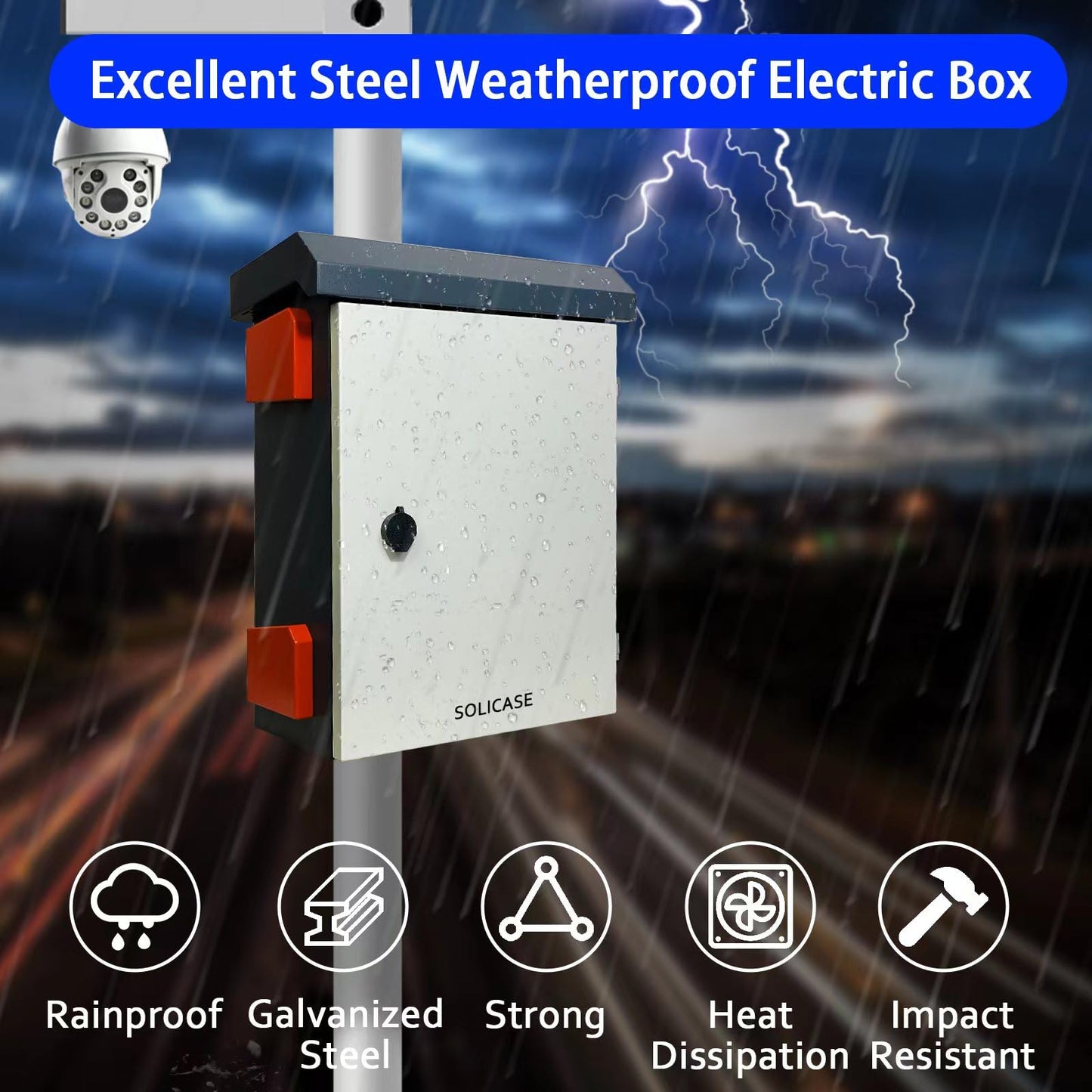 Outdoor Electrical Box NEMA Enclosure Weatherproof Junction Box with Fan Vent Metal Electrical Cabinet with Shelves (20x16x8”)