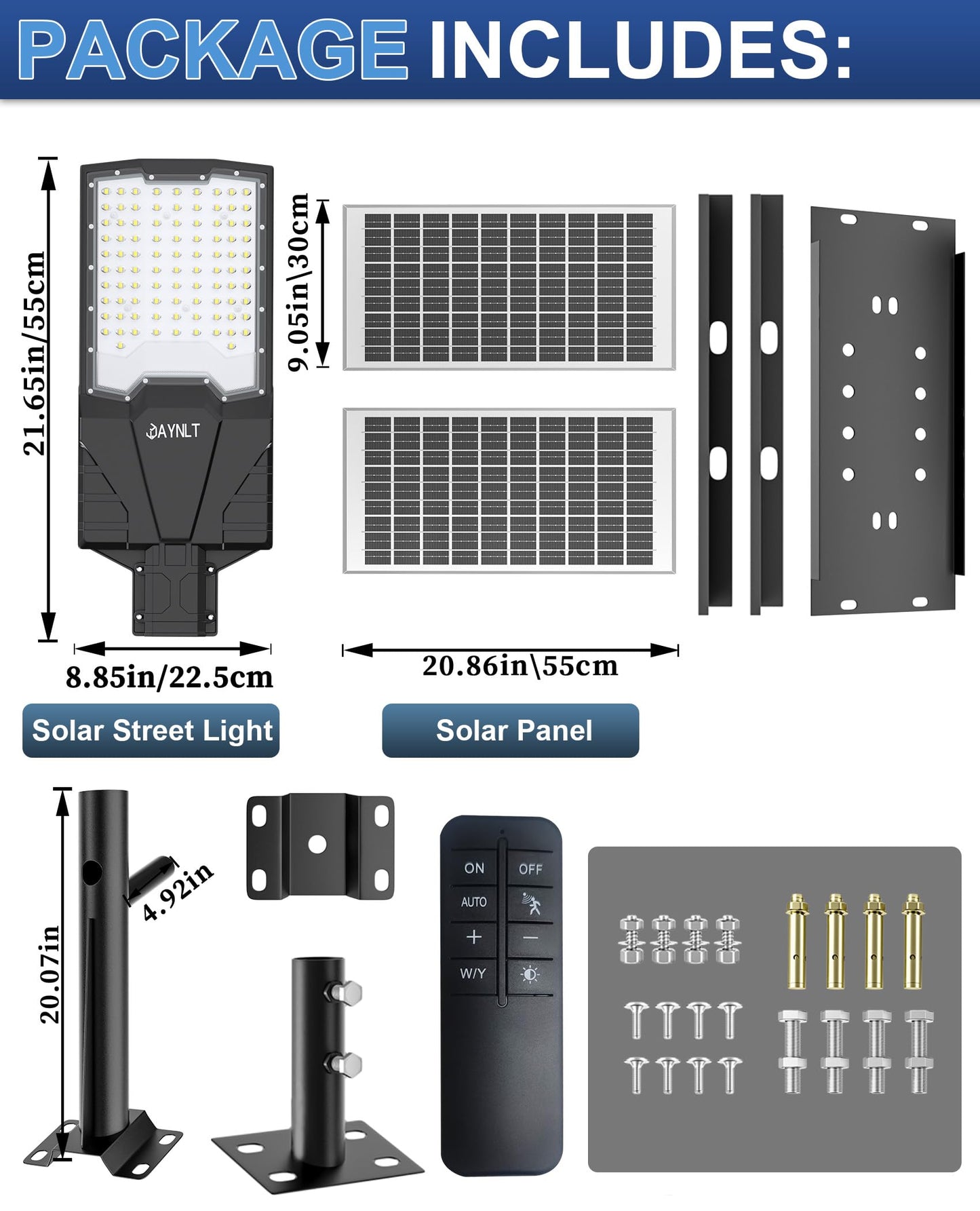 JAYNLT X-13000W Solar Street Lights Outdoor,6500K Ultra-Large Parking Lot Lights Commercial Dusk to Dawn,IP67 Industrial Grade Waterproof Solar Power Flood Security Lamps for Farm,Backyard