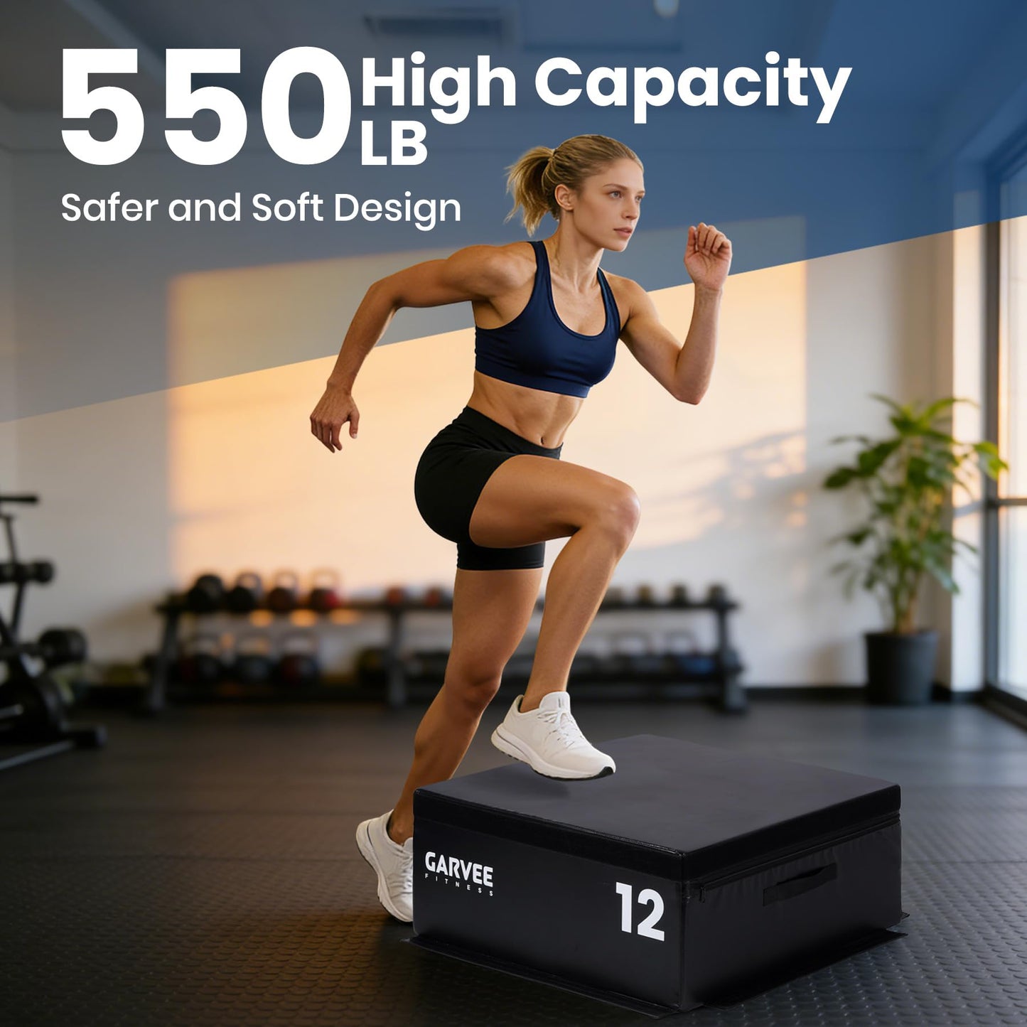 Garvee Stackable Plyo Box 20 Inch, Adjustable Plyometric Jump Box, Soft Foam Step Up Boxes for Home Gym Workouts, Soft Plyo Box for Professional Strength, HIIT, Step-Ups, and Agility Training