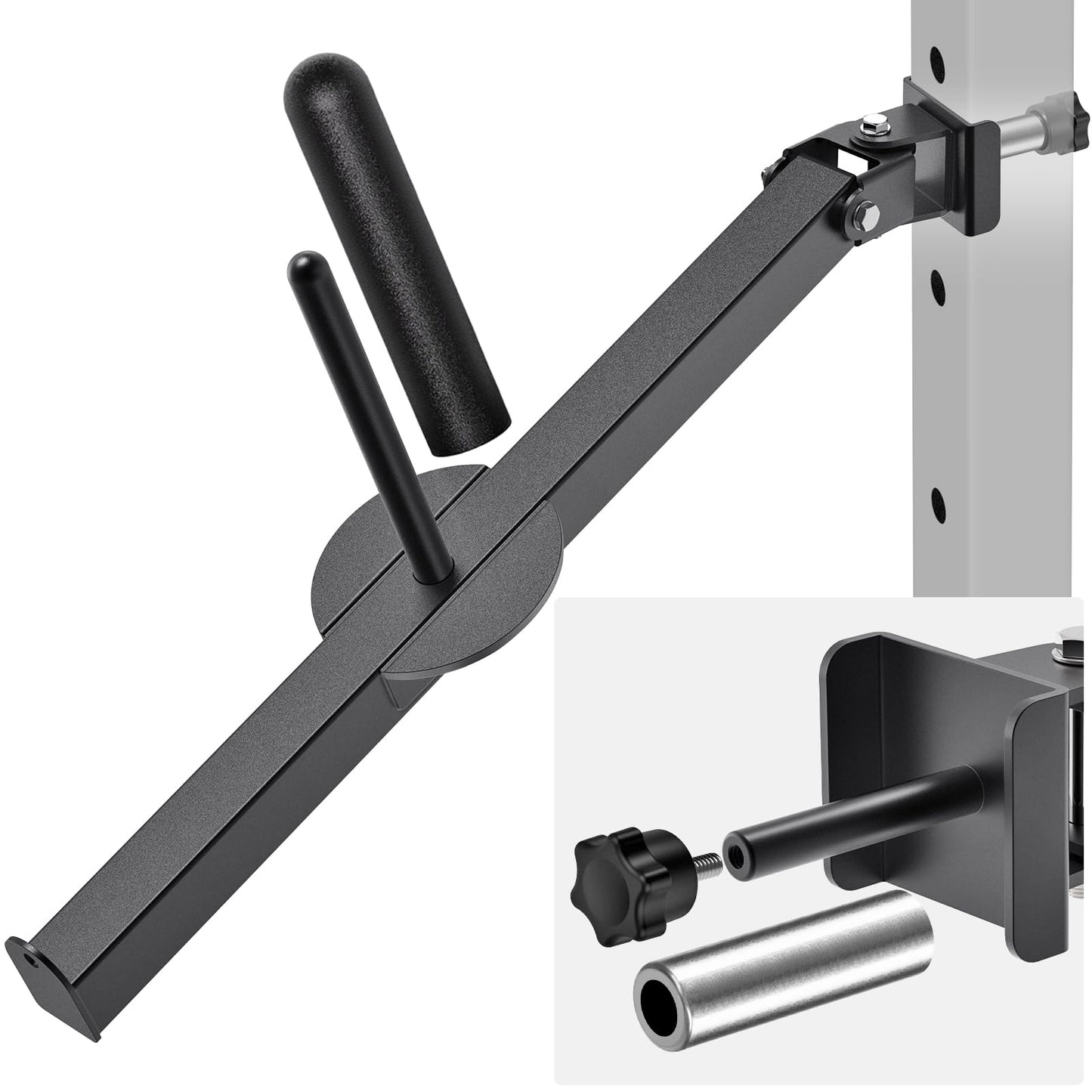 SELEWARE Belt Squat Lever Arm for 3" x 3" Power Cage with 5/8" or 1" Hole, Squat Rack Attachment Fit 1'' and 2'' Weight Plates Allow Both Vertical and Sideways Movements