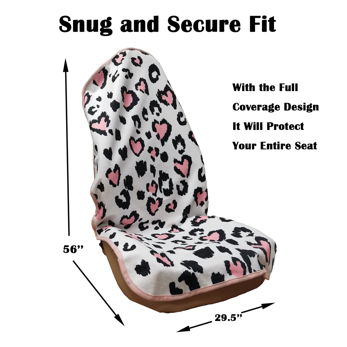 LoyaGour Car Seat Cover Protector Front Seats,for Gym Workout,Running,Swimming,Beach and Hiking,Waterproof Sweat Towel Bucket Seat Covers for Cars SUV Trucks (Leopard Print, 2Pcs)