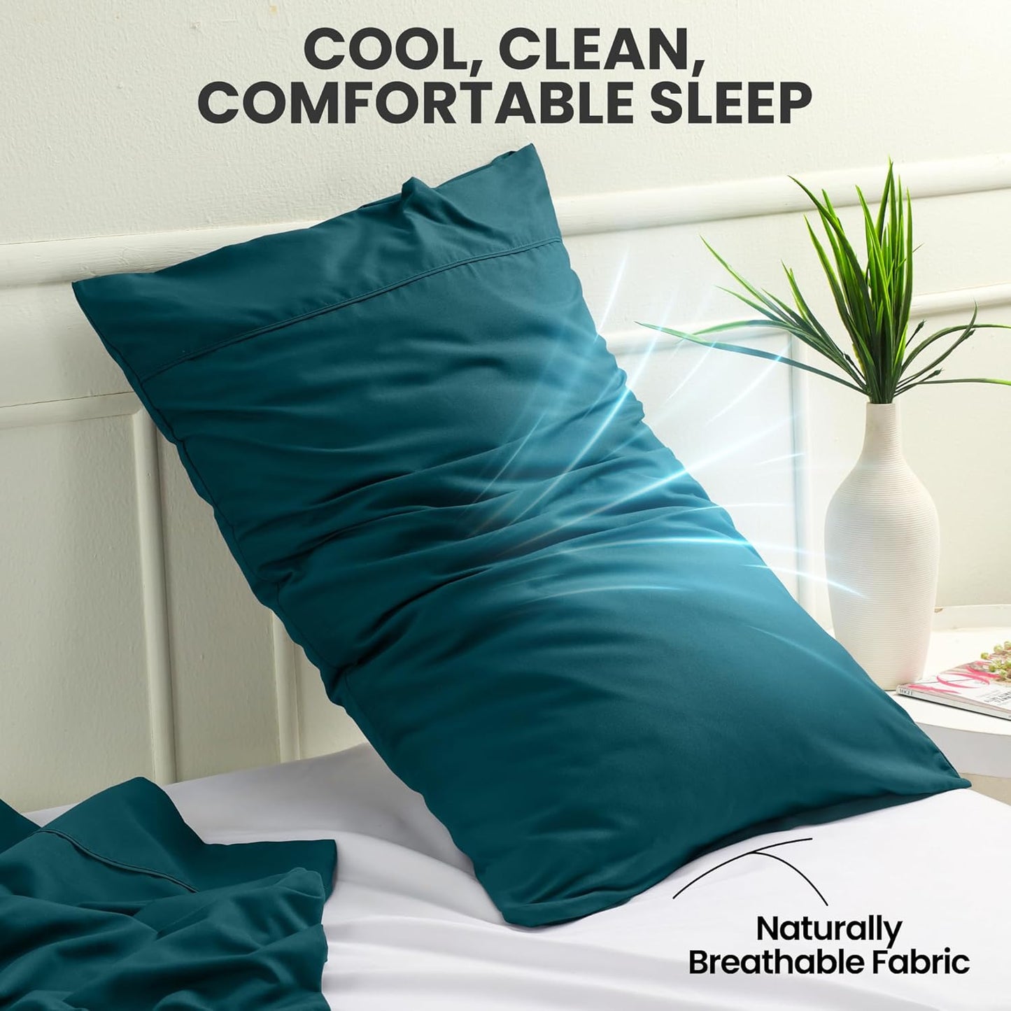 Utopia Bedding Queen Pillow Cases - Soft Brushed Microfiber - 2 Pack, Fade Resistant | Teal 20 x 30 Inches