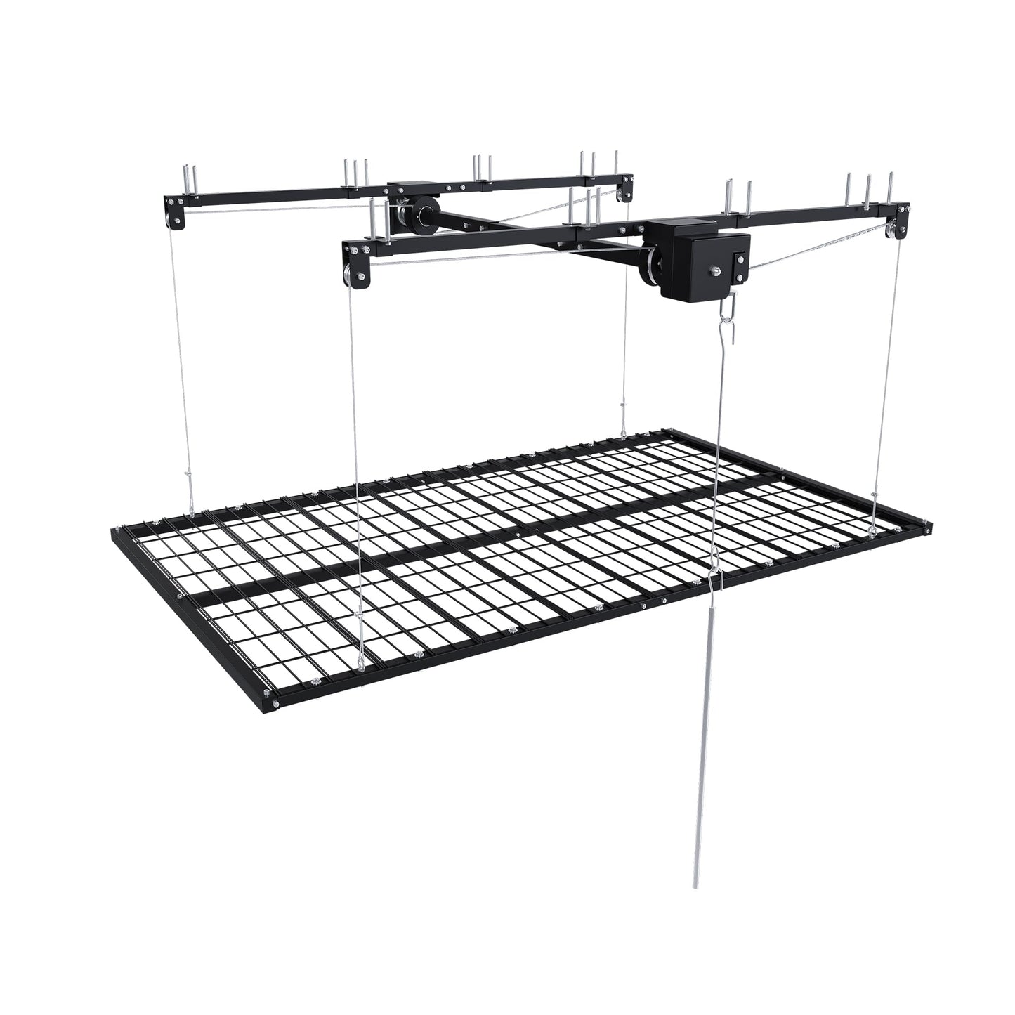 Runboll 4 x 8 Overhead Garage Storage Rack, Ceiling Racks for Garage, Organization Shelving, Adjustable Hanging Shelf, Grey, 19"-143" Height Adjustment