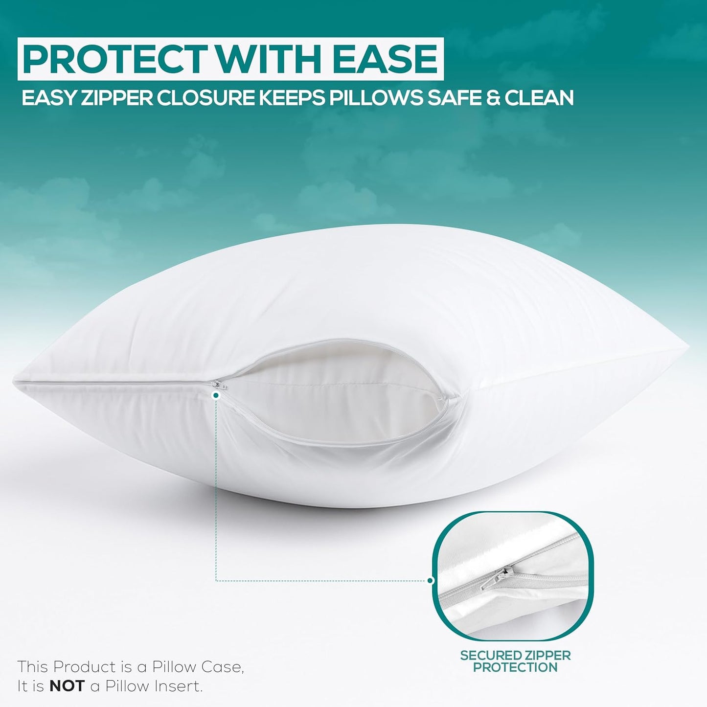 Utopia Bedding Waterproof Pillow Protectors - Bed Bug & Dust Mite Proof | Queen Size Zippered Covers (Set of 4)