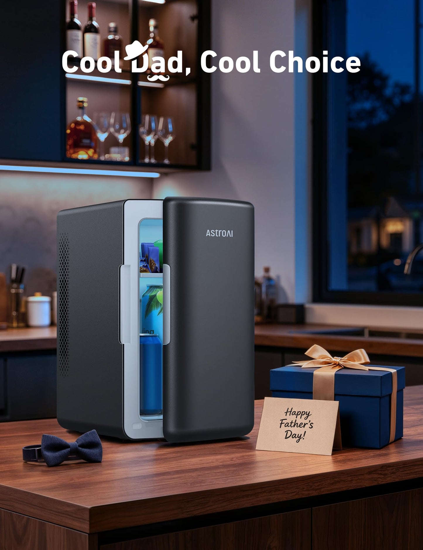 AstroAI Mini Fridge 2.0 Gen, 6 Liter/8 Cans Small Refrigerator Makeup Skincare Fridge 110V AC/12V DC Portable Thermoelectric Cooler and Warmer Fridge for Bedroom, Present for Dad (Dark Grey)