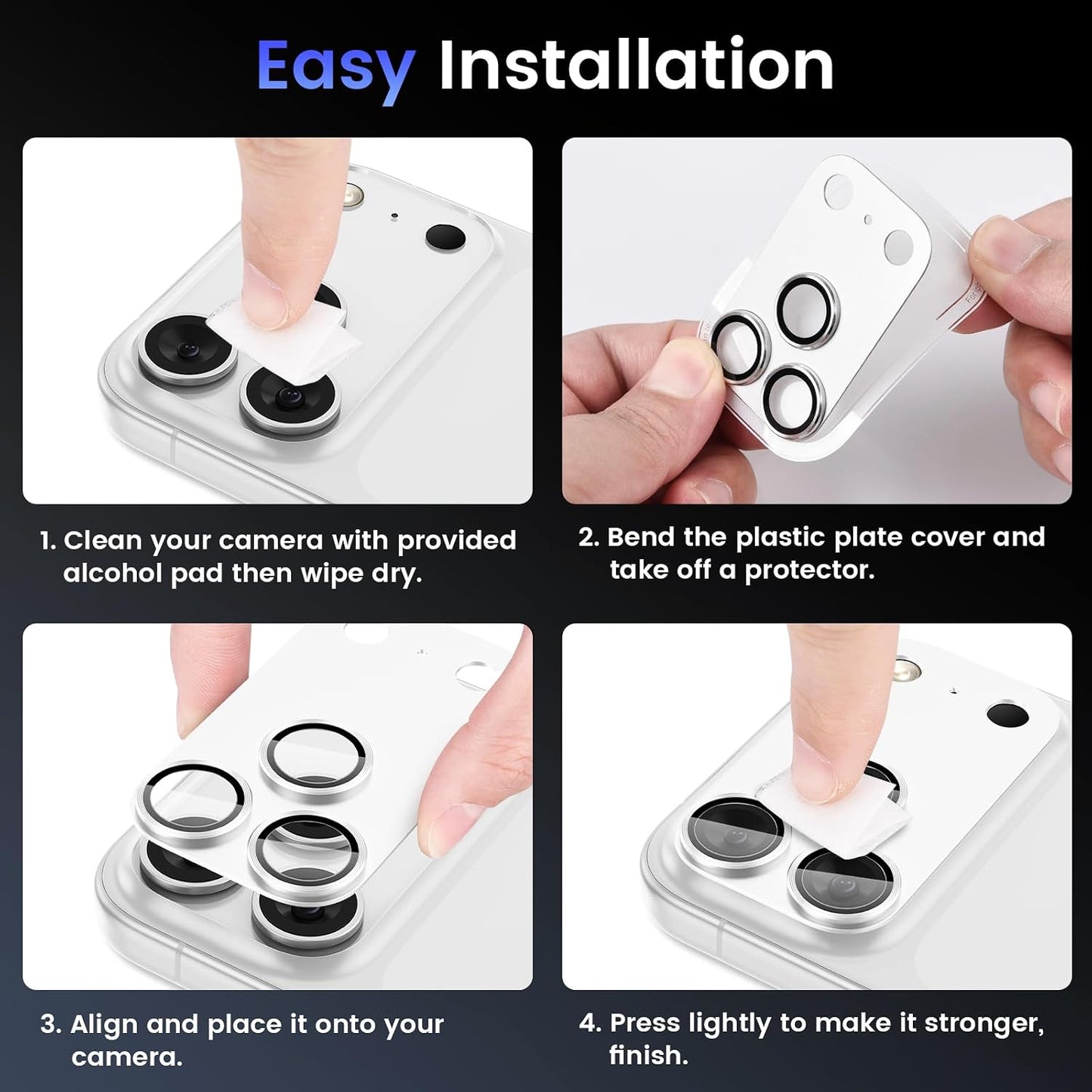 17 Tensea for iPhone Pro Max Camera Lens Protector, Metal Aluminum Alloy Tempered Glass Cover Camera Screen Protector