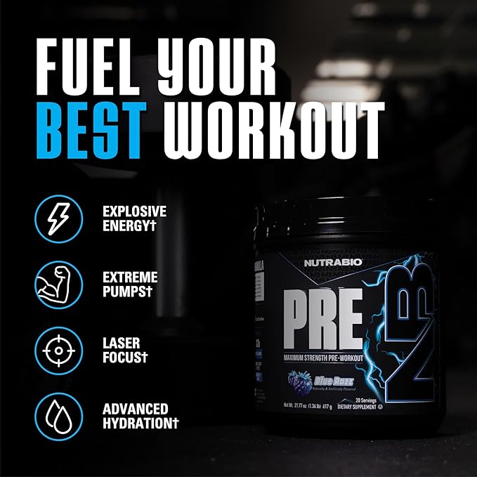 NutraBio Preworkout Powder, Blue Razz| Explosive Energy, Laser Focus, Extreme Pumps| Pre Workout for Men & Women| Performance, Endurance, Power Complex, Caffeine, Electrolytes