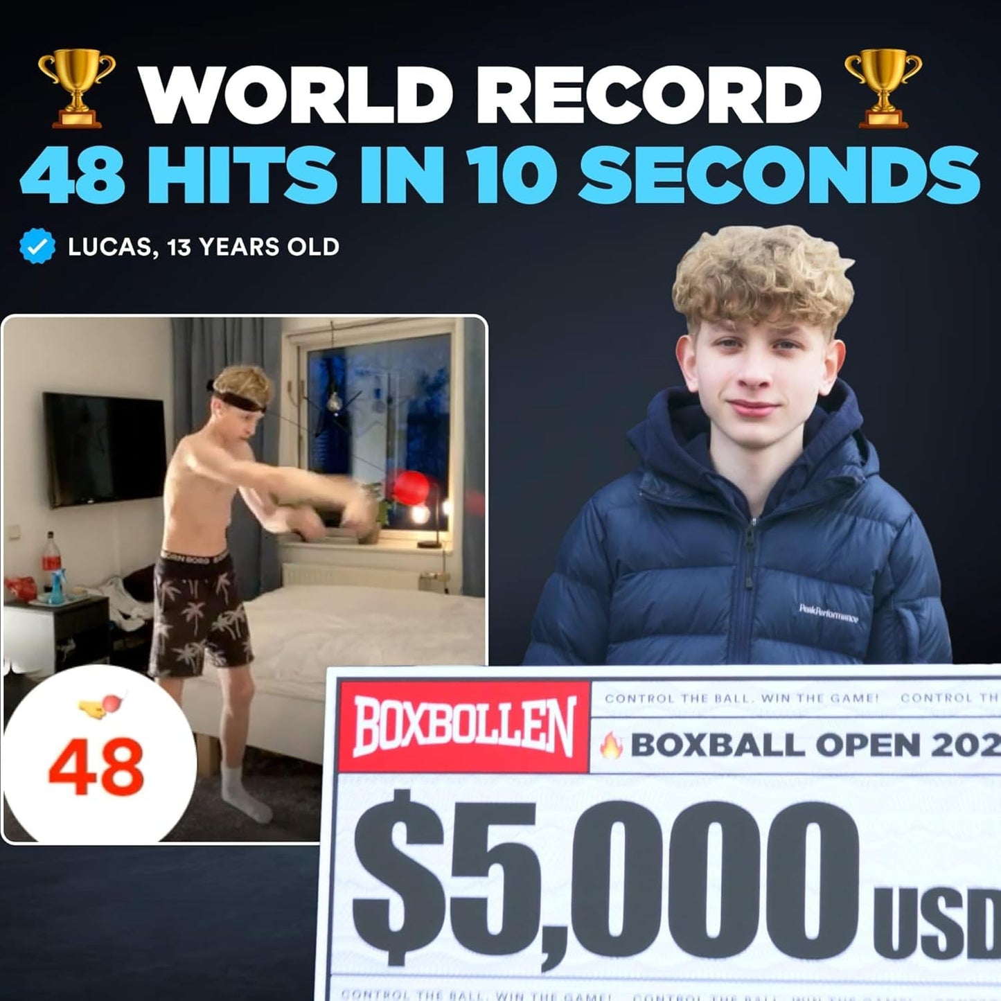 Boxbollen® Boxing Reflex Ball - Celebrity-Endorsed Home Workout Game - App-Connected Punch Counter - Hand Eye Coordination Training Ball - Christmas Gift for Boxers, All Ages - Stocking Stuffer - Red