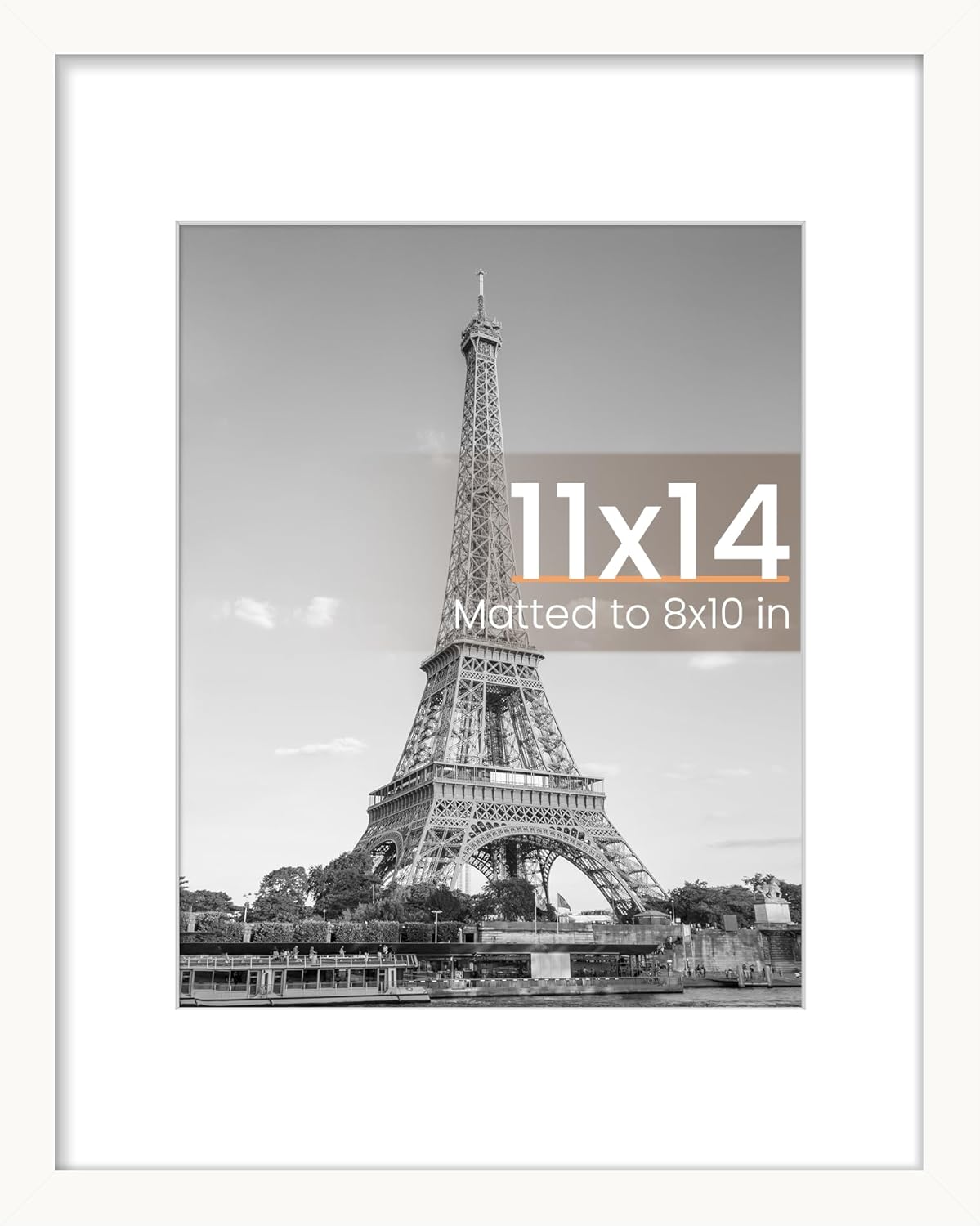 Upsimples 11x14 Picture Frame - Versatile Display for 8x10 Photos with Mat or 11x14 Without Mat | White, 1 Pack