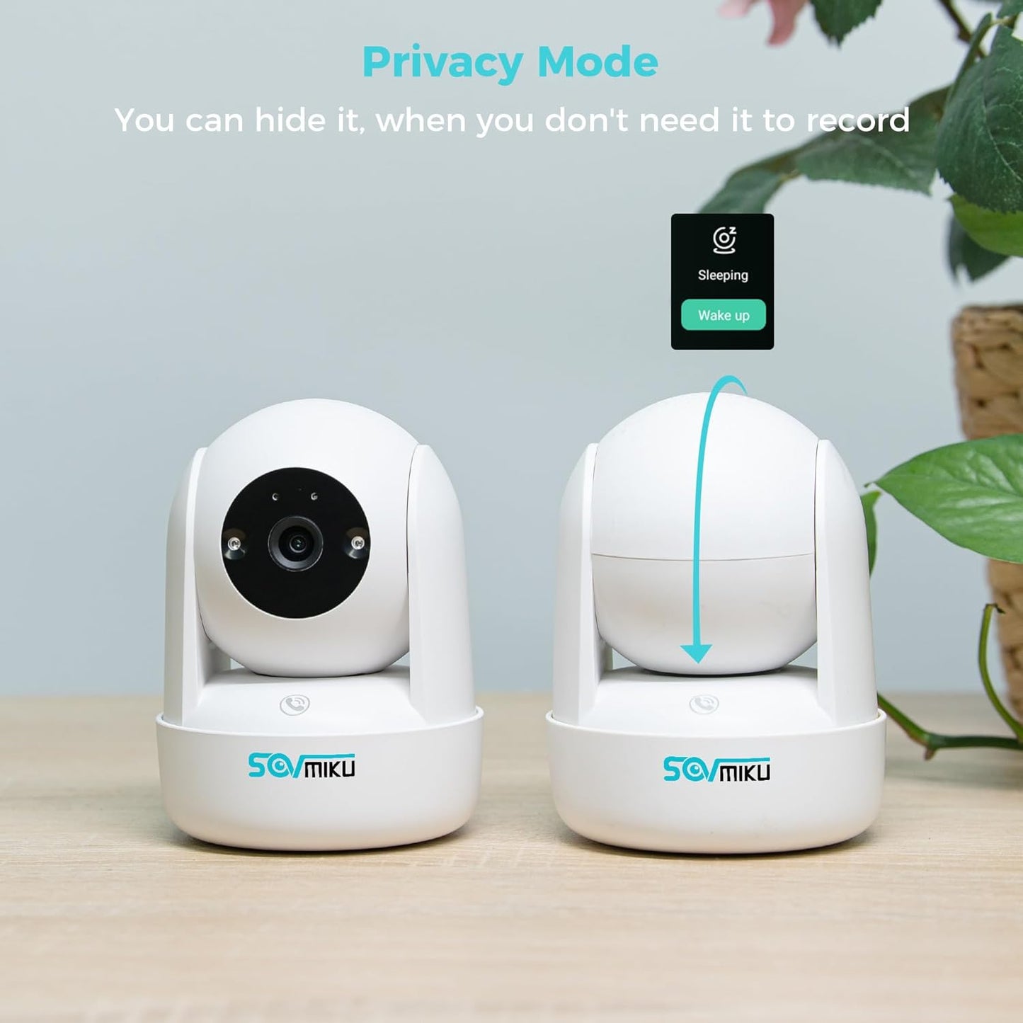 SOVMIKU CB2 2K 5GHz 360 Setup, 180 Vicohome Indoor Camera, Wi-Fi, Plug-in, AI Tracking, Home Security, Pet/Baby