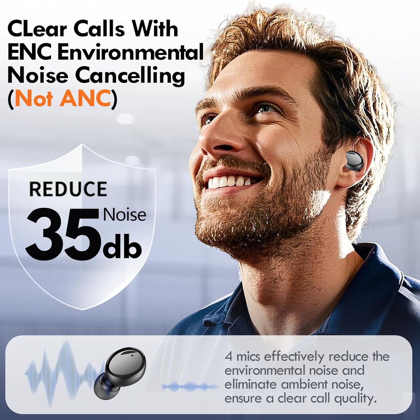 5.4 48H Lanteso True Wireless Bluetooth Earbuds, Playtime, Light Weight in Ear Headphones with Built in Mic, Premium