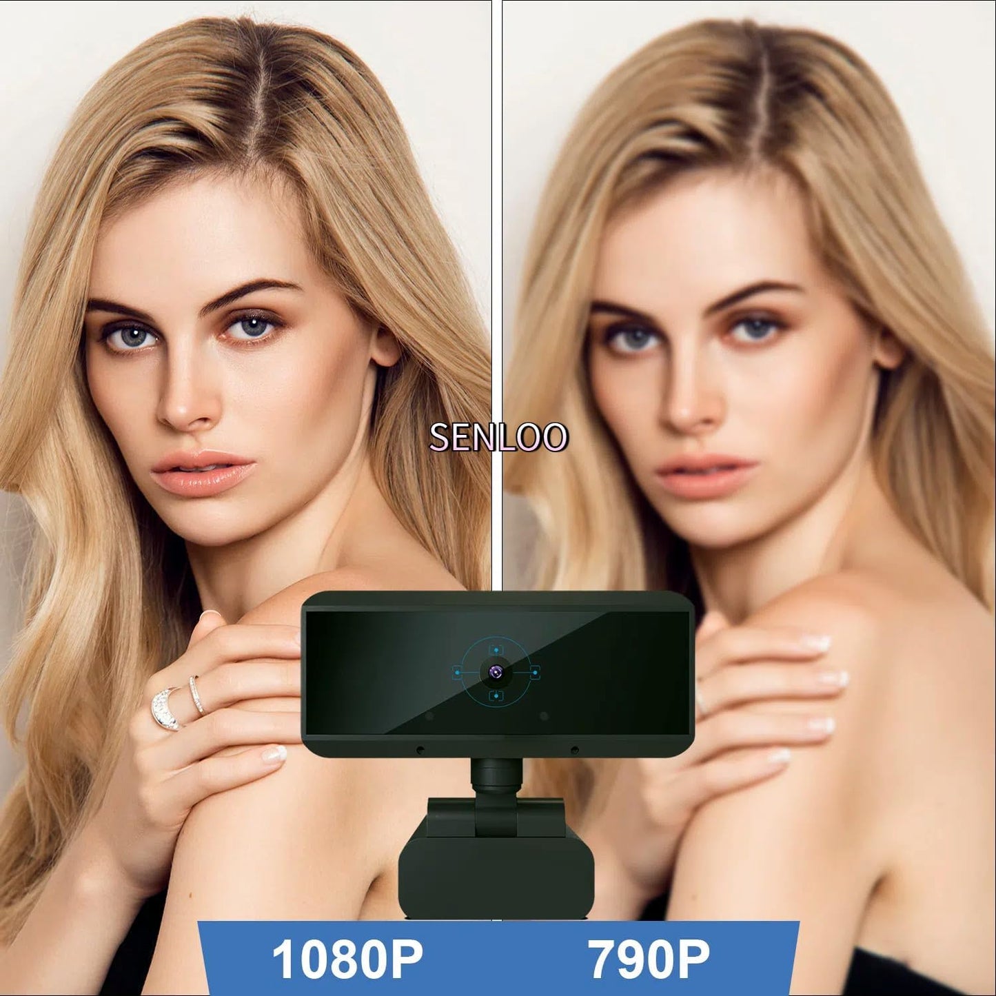 SENLOO 1080P Full HD Webcam - Webcam for Pc - Auto Focus Webcams - Wide Angle Camera with Built-in Dual Mic for Laptop