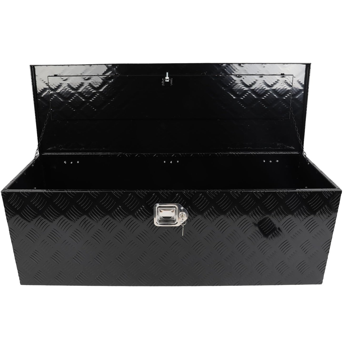 SCITOO 44 Inch Diamond Plate Truck Bed Tool Box,Aluminum Heavy Duty Crossover Storage for Most Full Size Pickups,Lockable Weatherproof Chest,Fits 44" Truck Beds,Easy Access to Load and Unload