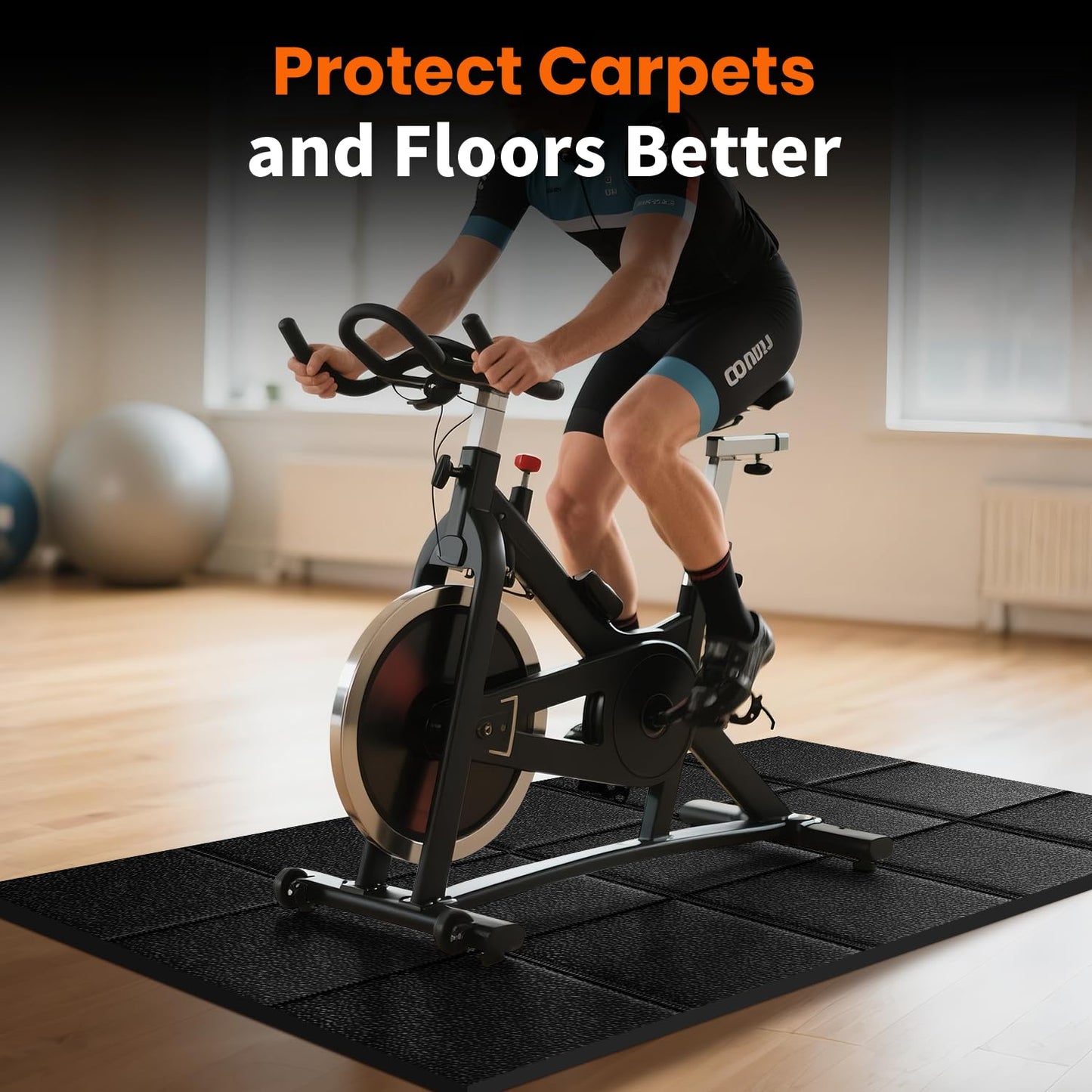Treadmill Mat for Carpet &Hardwood Floors 79x39, Treadmills Mat, Mat for Under Treadmill/Walking Pad/Exercise Bike on Carpet, Hardwood Floors Protectior, Non-Slip, Waterproof, Noise Shock Absorption