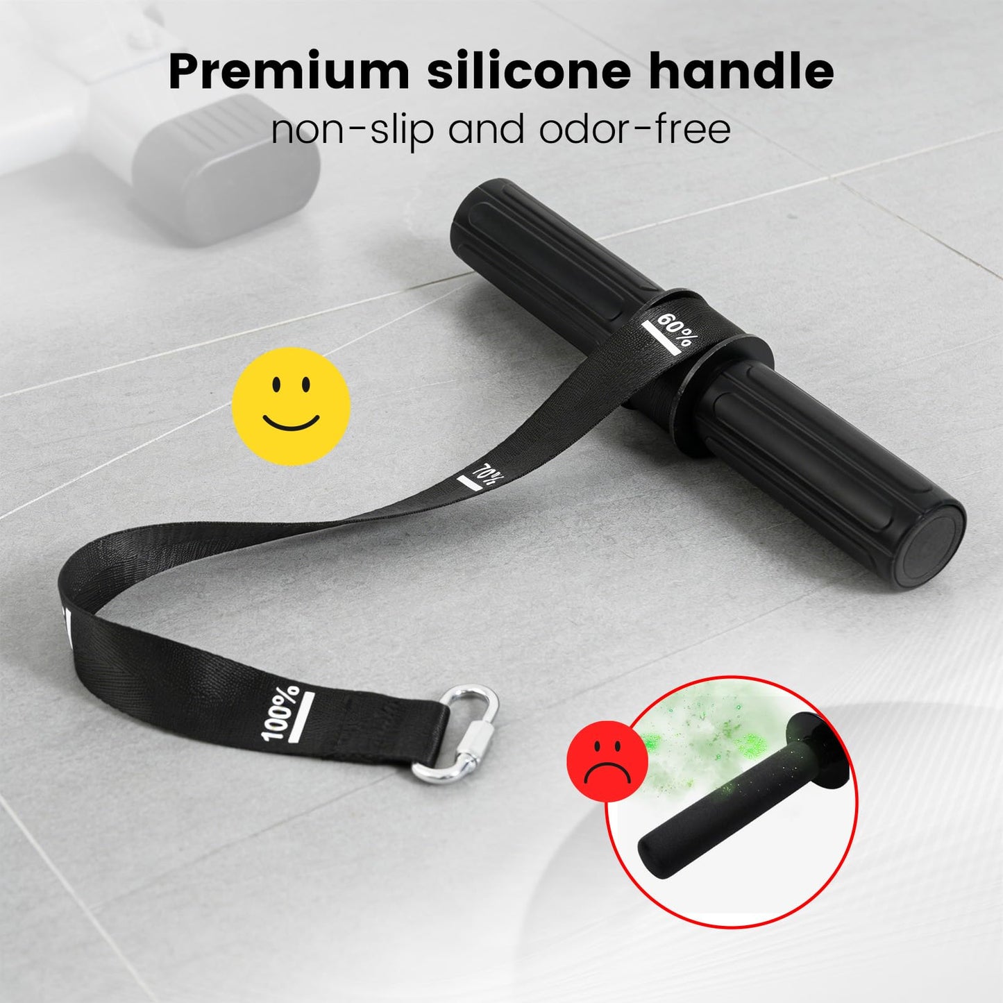 LIZAAL Forearm Strengthener & Wrist Roller，Forearm Exerciser with Thicker Silicone Handle, Forearm Trainer with Heavy-Duty Nylon Strap, Ideal for Muscle building,Grip Strength and Recovery Training - Black