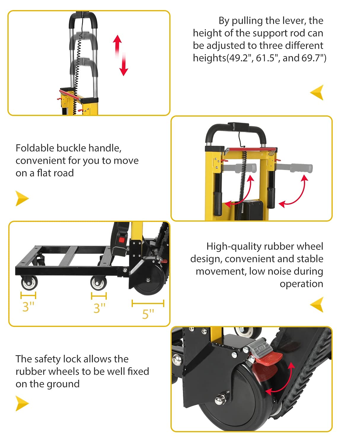 Electric Stair Climbing Hand Trucks Dolly Cart for Moving 441lb Capacity Heavy Duty Folding Stair Climber Cart Hand Trolley with 6 Wheels Motor Battery Powered for Furniture Family Logistics Warehouse