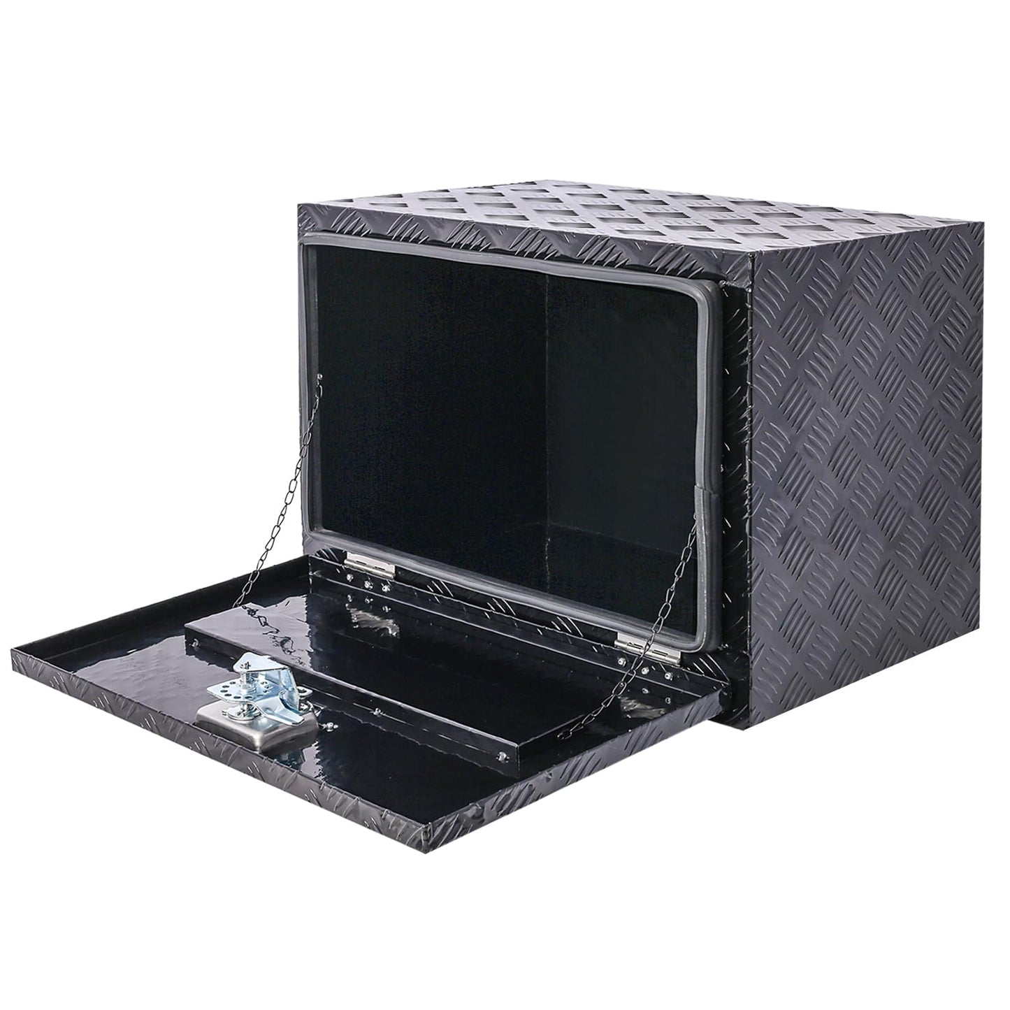 CuisinSmart 24 Inch Truck Tool Box, Heavy Duty Aluminum Waterproof Trailer Tool Box, RV Storage Organizer, Underbody Truck Bed Toolbox with Side Handle, Lock and Keys