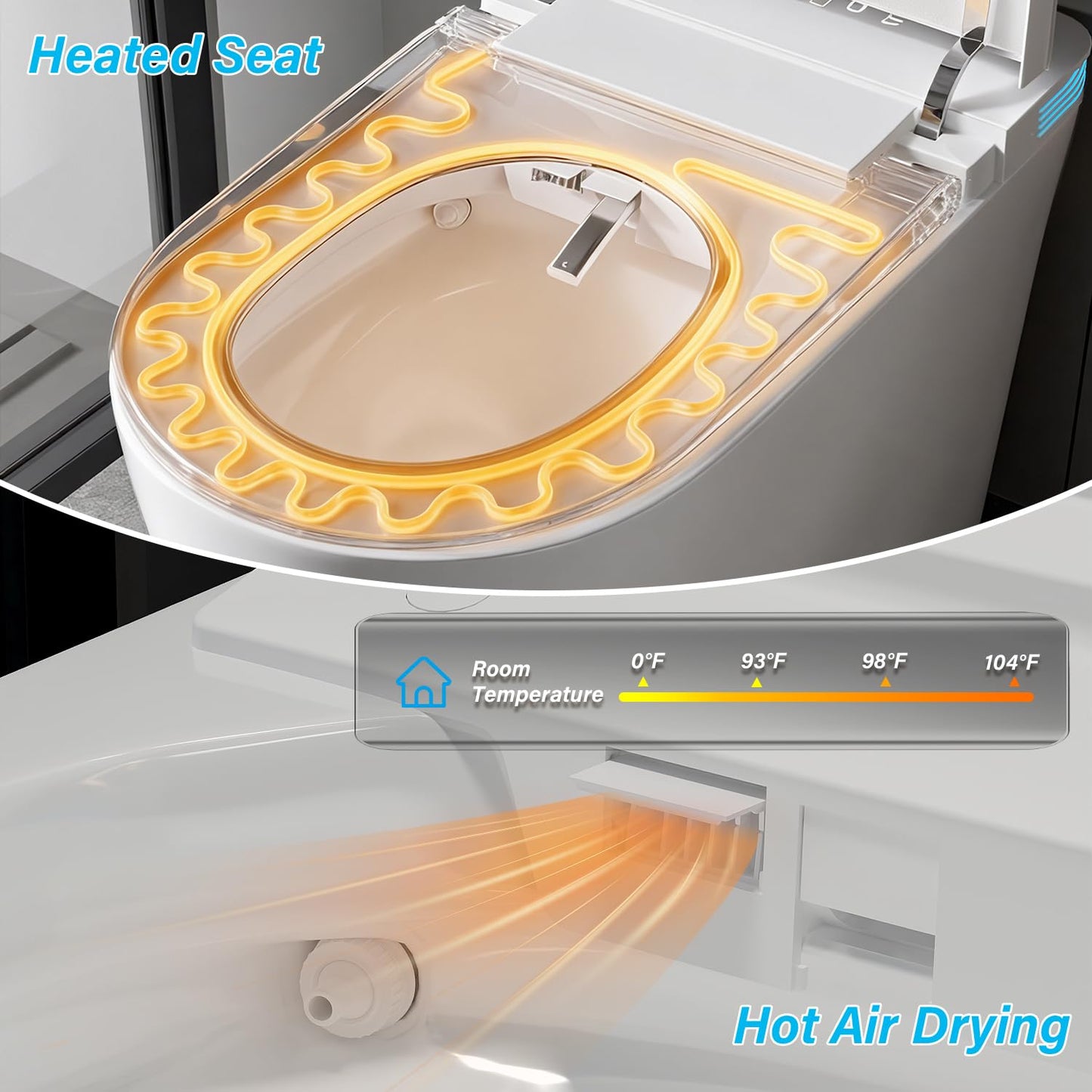TOTTE Smart Toilet with Bidet Built-in, Auto Open/Close Lid, Auto Power 1000g MaP Flush, 1.28 GPF, One Piece Elongated Toilet with Instant Warm Water & Warm Air Dryer, Built-in Aroma
