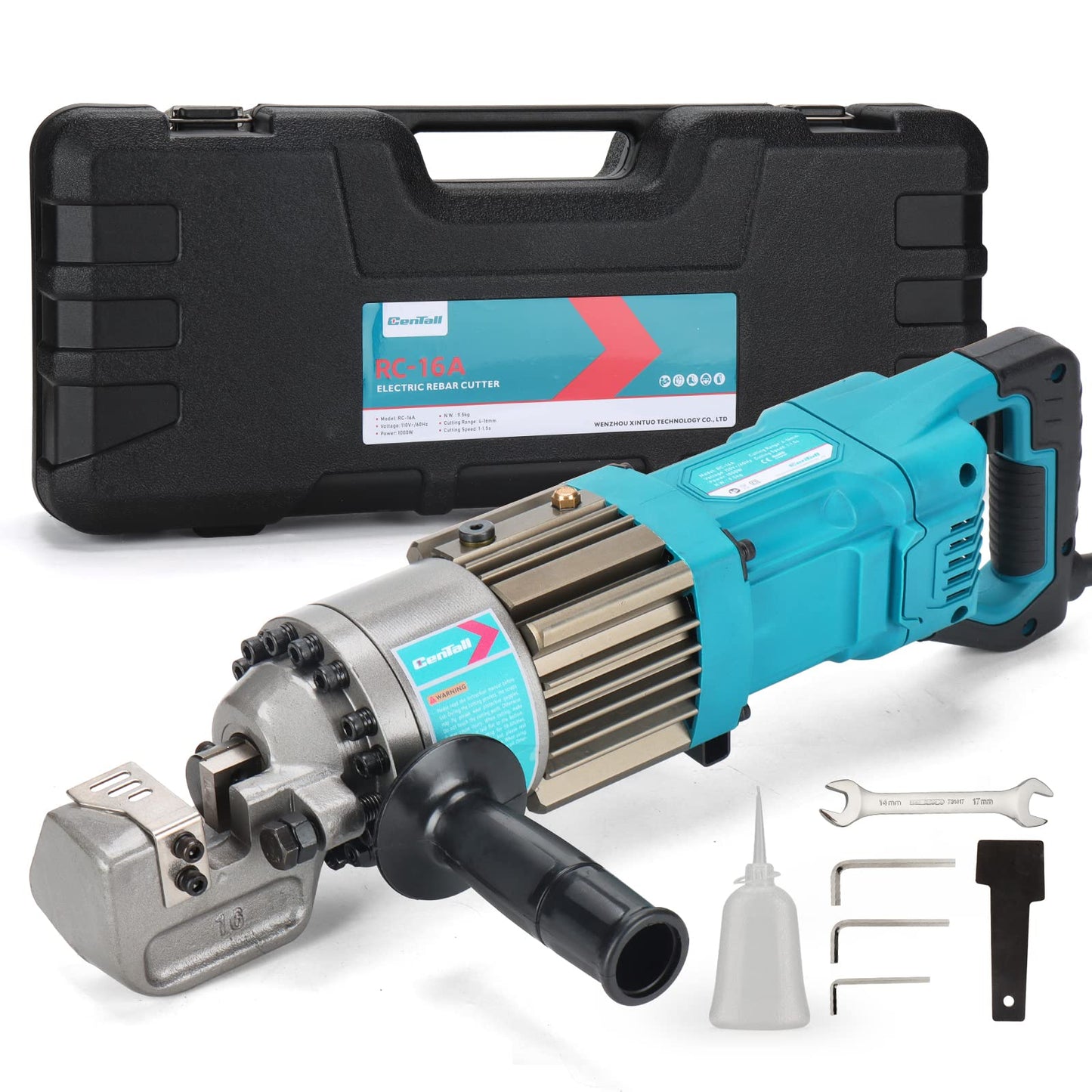 CENTALL 5/8" Electric Hydraulic Rebar Cutter 1-1.5s Cutting Speed Portable Rebar Cutter Cutting Rebar 4-16mm 1000w 120v/60hz RC16A (Blue)