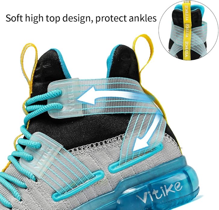 VITUOFLY Kids Basketball Shoes Boys Air Cushion Sneakers Girls Mid Top School Hoops Shoes Non-Slip Outdoor Sports Running Gym Comfortable Durable Little Kid/Big Kid
