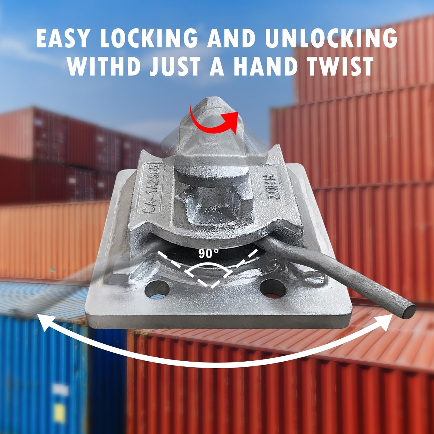 NULTRUMA Sea Rail Shipping Container Manual Twist Lock, Dovetail Style Deck Mount for Securing Containers to Flat Surfaces, Ships, Trailers & Rail Cars 2 Pack