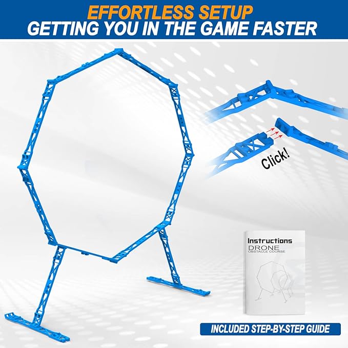 Drone Obstacle Course, Includes 2 Pack Easy to Build Obstacle Hoop, FPV Racing Drone Loop Gate, Suitable Competition RC FPV Racing of Drones or Model Aircraft Games for Age 6-12 Kids or Adults