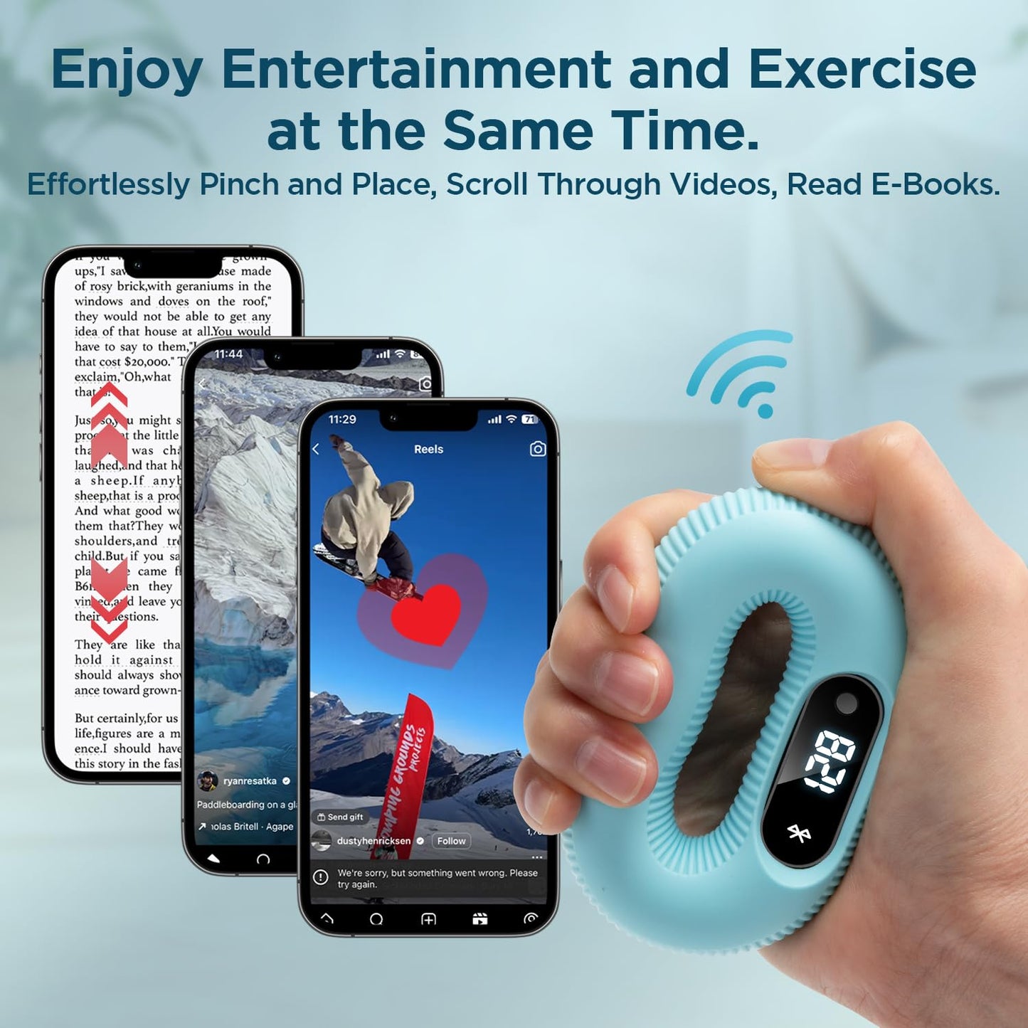 LVPIMAN Smart Grip Strength Trainer with LED Display & Interactive App Game, Hand Grip Strengthener for Men Women, Adjustable 50lb Resistance Hand Exerciser for Forearm Finger, Stress Relief & Fitness Gadget, Blue