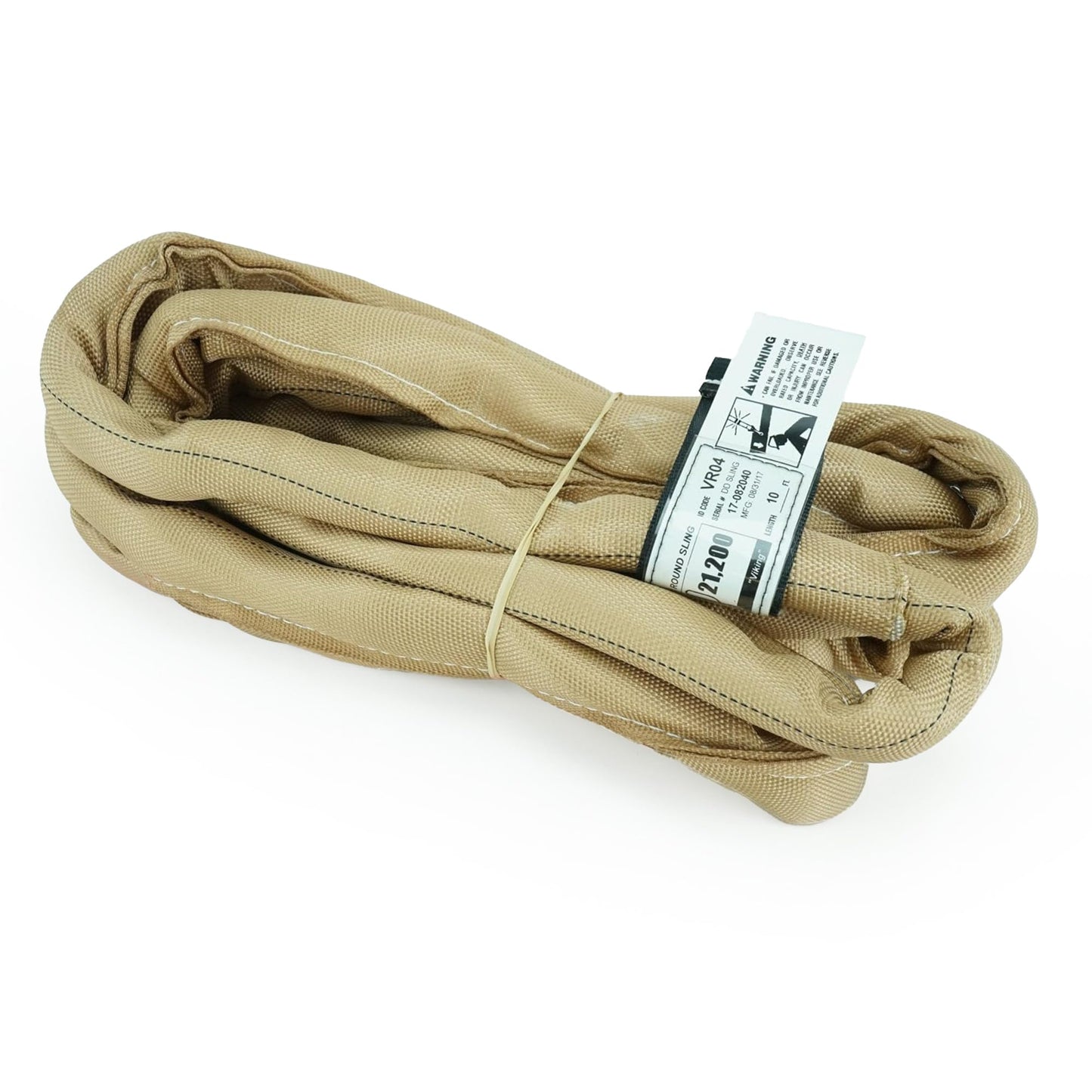 Chenango Supply VR4 10 Foot Endless Round Lifting Sling – USA Made Polyester, 10,600 lb Vertical, 8,500 lb Choker, 21,200 lb Basket – Double-Ply Cover, Tan Poly Round Rigging Sling (10 FT)