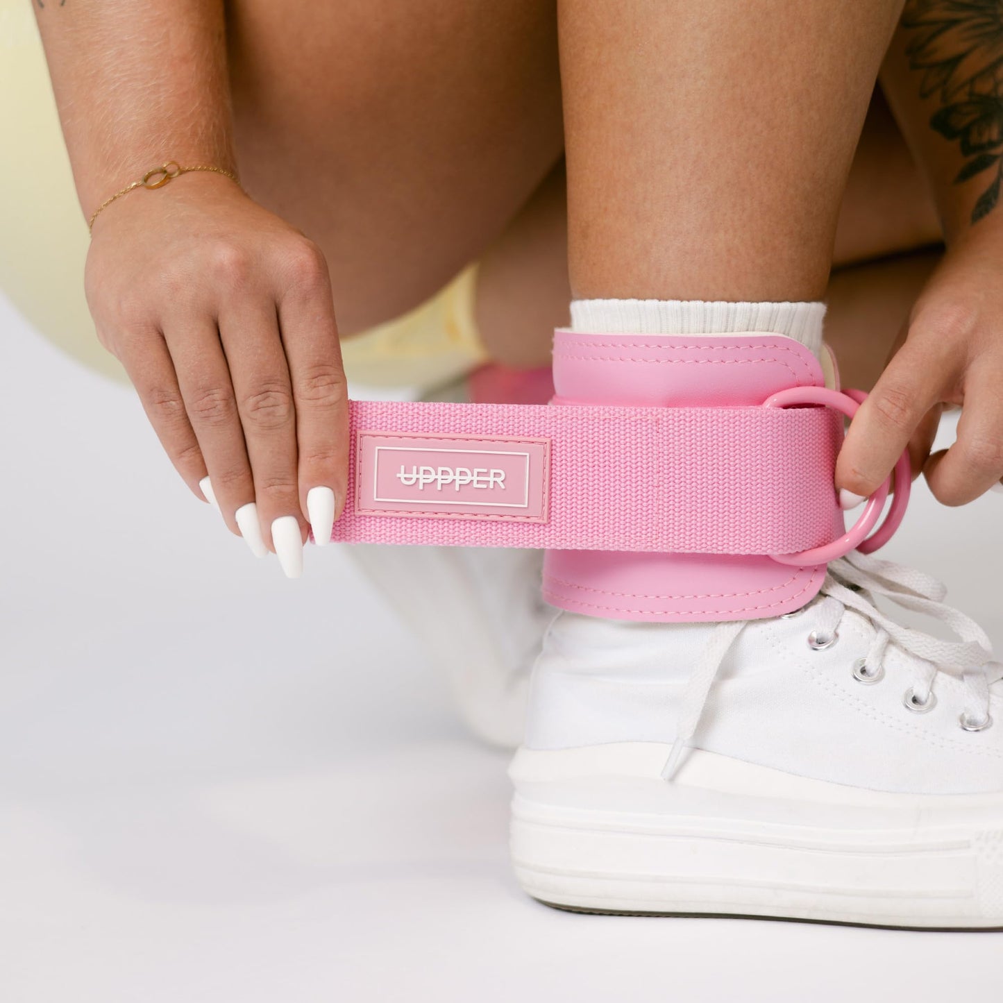 UPPPER Ankle Straps for Cable Machines (Pair) – Double D-Ring, Adjustable, Padded for Comfort – Ideal for Kickbacks, Glute Workouts, and Lower Body Exercises for Women and Men | Premium Fitness Gear (Pink)