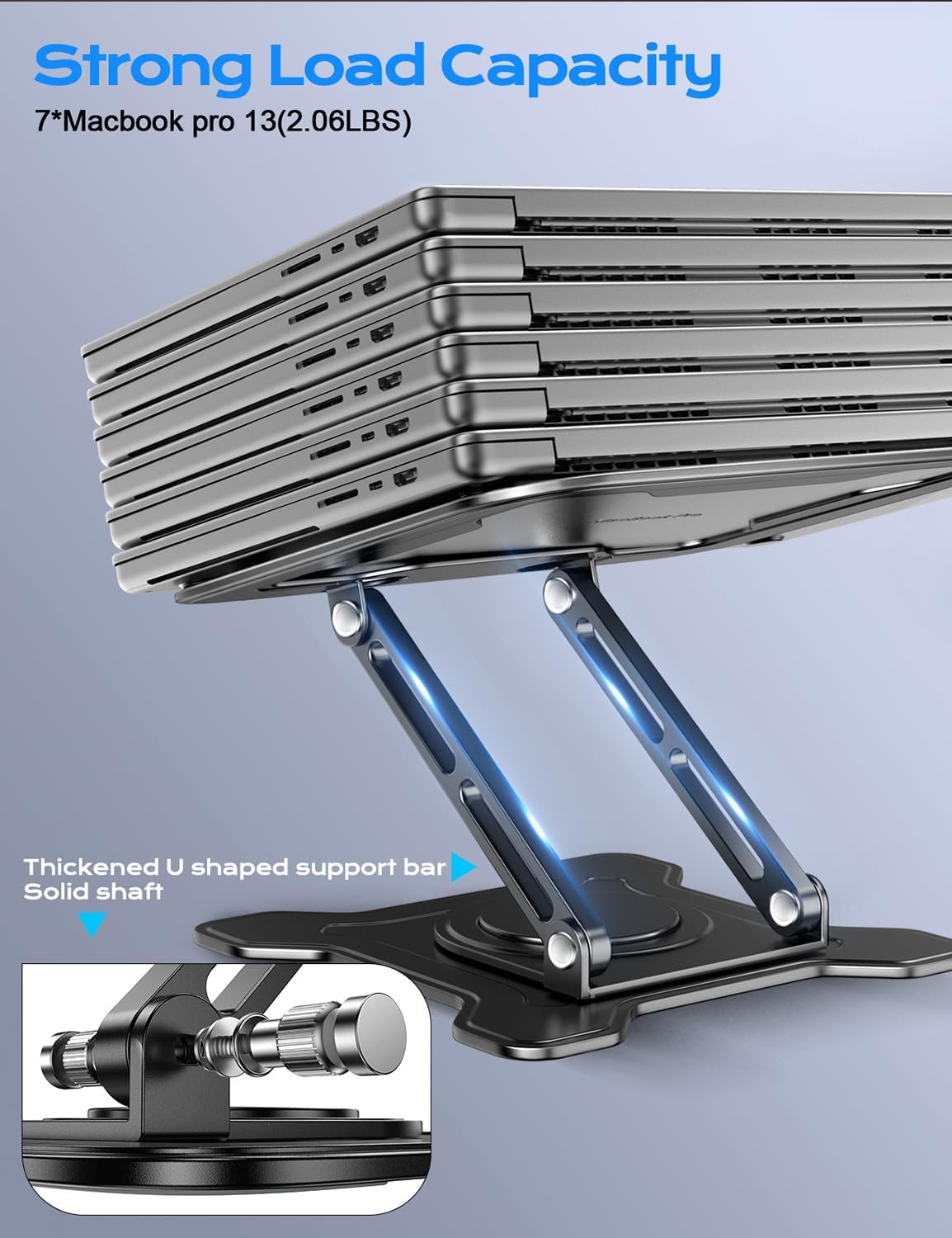 JCZT 360 (10-16") Adjustable Laptop Stand, Rotating Base Ergonomic Computer Stand, Foldable Laptop Stand for Desk