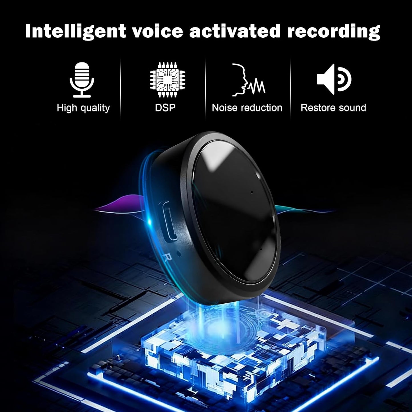 UYYIYY 64GB 300-Hour Voice Recorder | Mini Audio Recorder with Voice Activation Portable Recording Device for Meetings