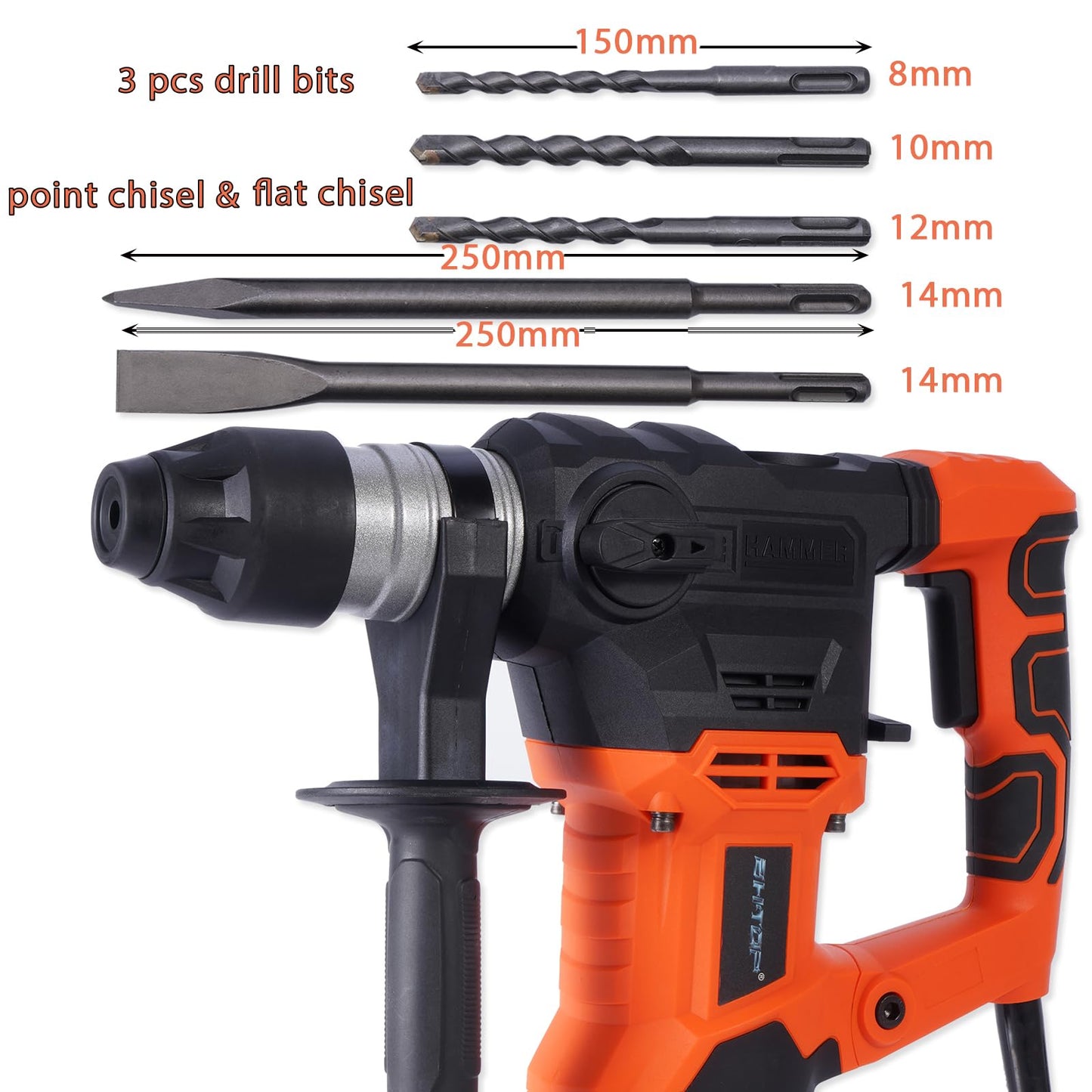 Demolition Jack Hammer for Concrete with SDS-Max Shank Bits Chisel-4-1/3 x18