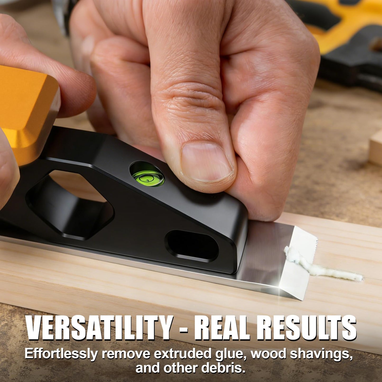 Block Plane with Built-in Level – Durable Hand Planer & Wood Plane – Precision Chisel Plane with Hardened Flat Blade – Compact Woodworking Tool for Edge Trimming, Plug Finishing & Joinery Cleanup