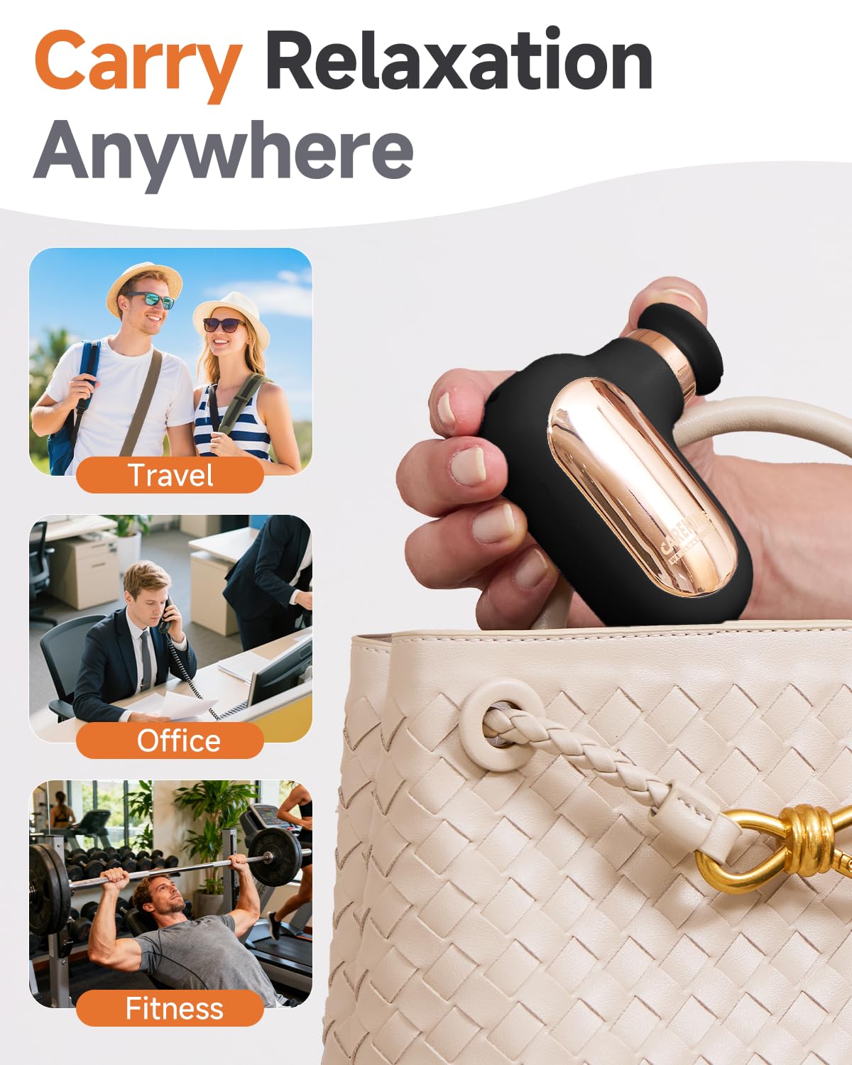 CAREKING Mini Massage Gun, Deep Tissue Small Muscle Massager for Pain Relief, Travel Massage Gun for Neck Shoulder Thigh Back, Handheld Massager for Office, Birthday