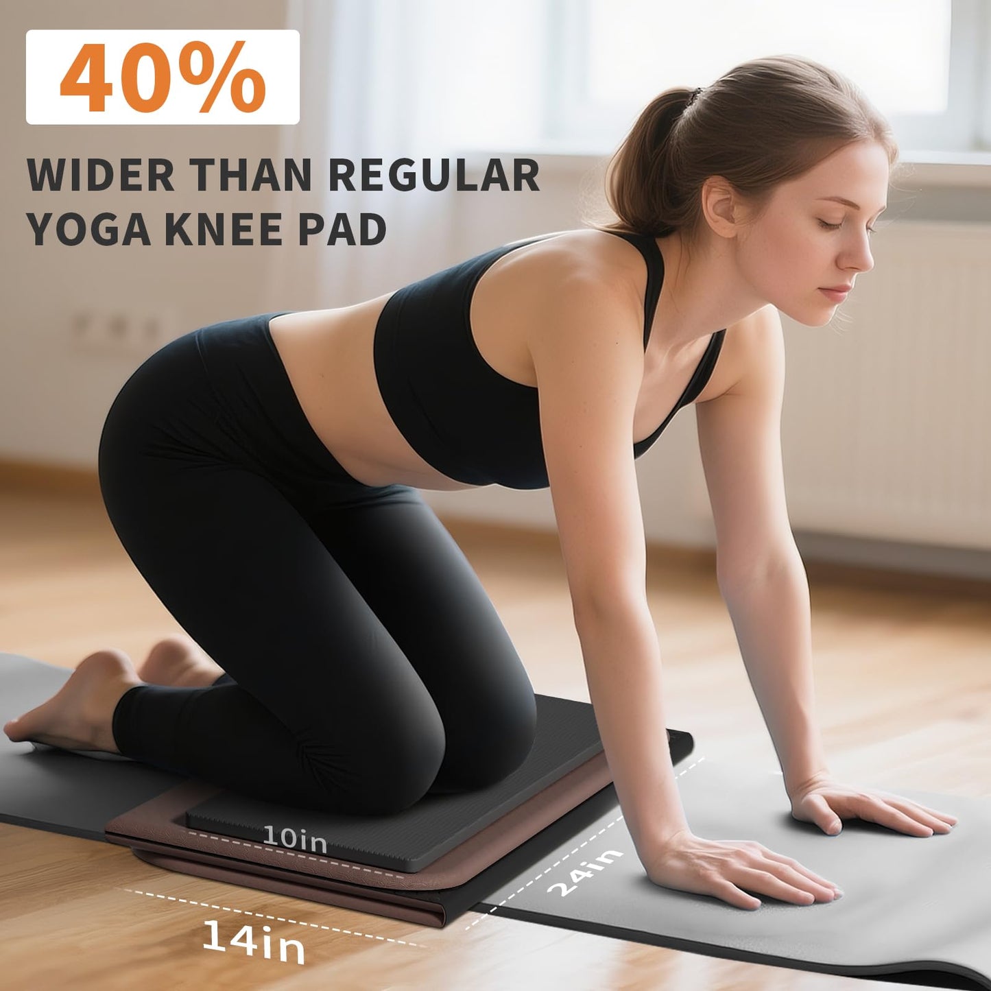 Foldable Exercise & Yoga Pad for Gym or Home Use, 1.2" Thick Eco-Friendly Kneeling Pad & 14"x24" Push Up Mat for Man Woman Kids, Non-Toxic POE Kids Play Mat, Lightweight Gym Cushion for Yoga, Pilates (Dark brown+black)