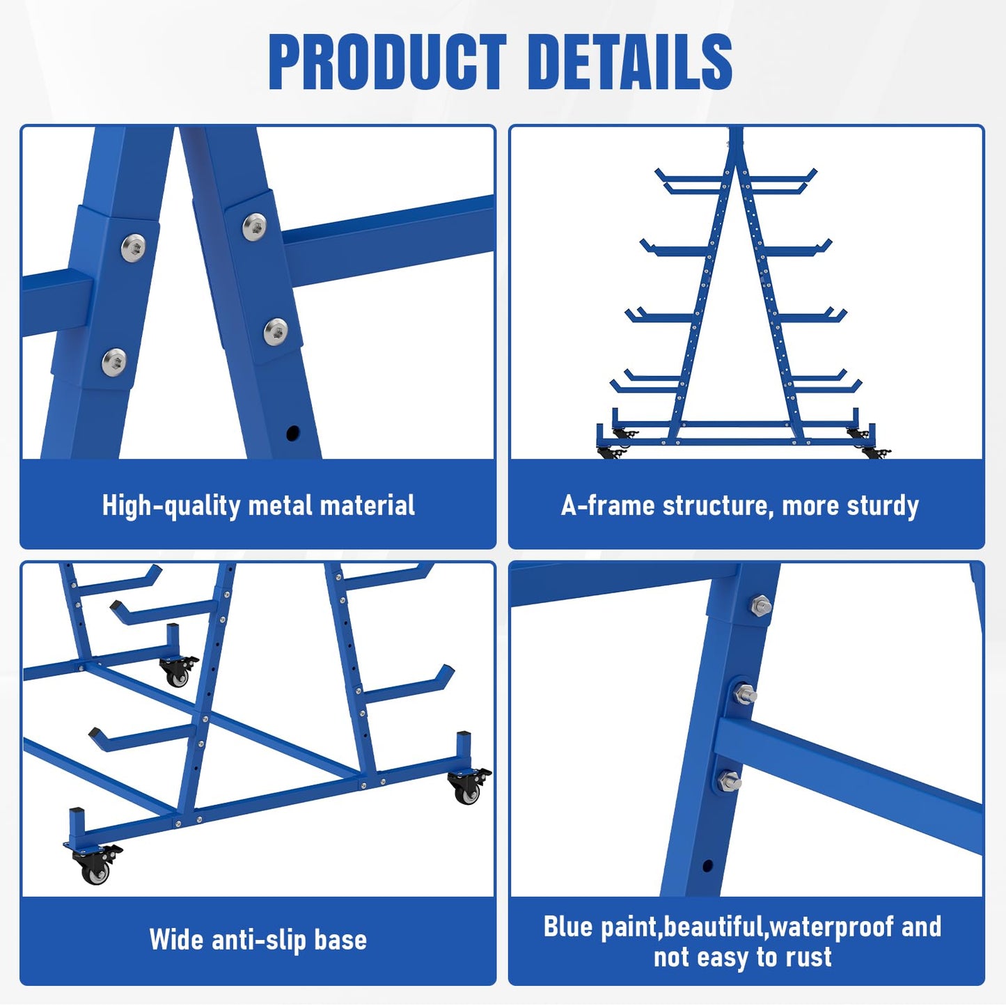 tonchean Lumber Storage Rack with Wheels 5 Tier Cantilever Racking for Storage Heavy Duty Conduit Rack Horizontal Storage Rack Pipe Rack Holds up to 1000lbs, 55.9" D x 46.2" W x 54.3" H