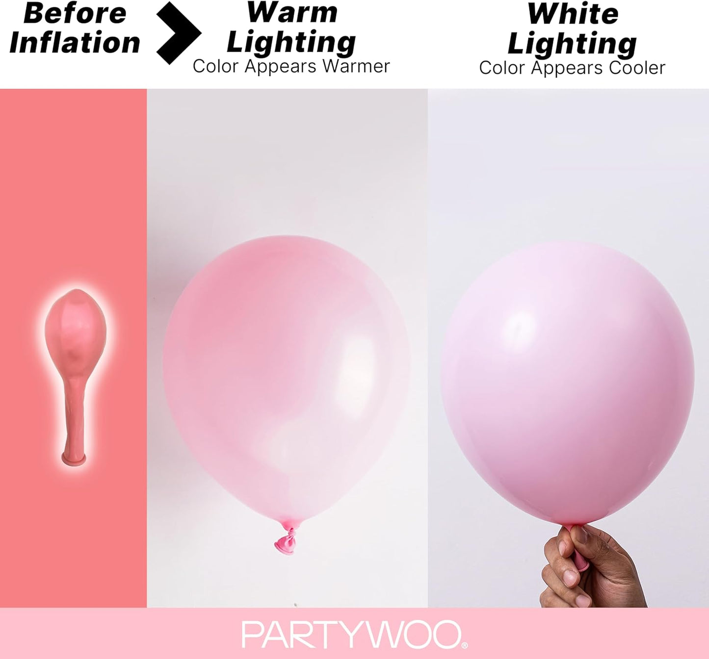 PartyWoo Baby Pink Balloons - 127-Piece Arch Kit for Gender Reveal & Birthday Decor | Various Sizes