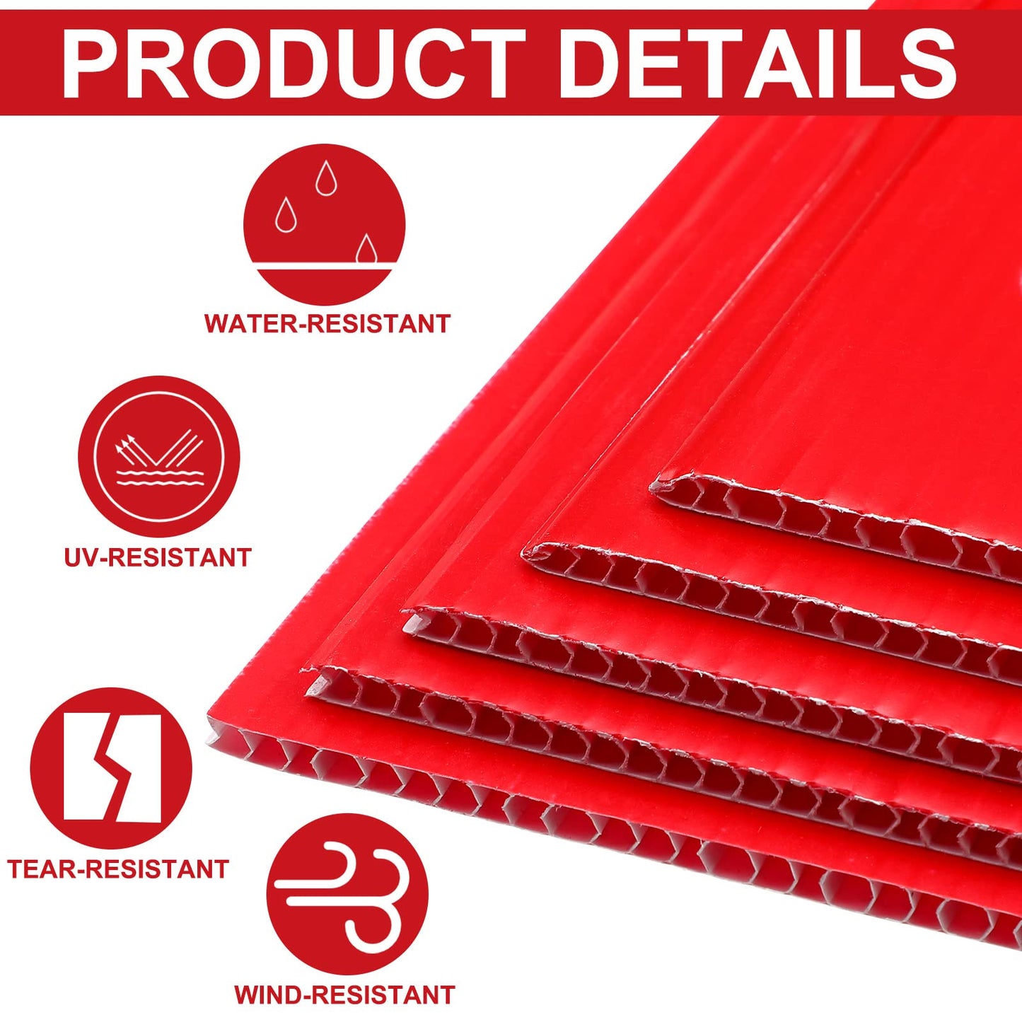 6 Pcs 17 x 6 Inch Arrow Yard Sign Red Corrugated Plastic This Way Decor Double Sided Directional Stake with 12 Inch Sturdy Metal Stakes for Outdoor Lawn Garden Ground Decorations