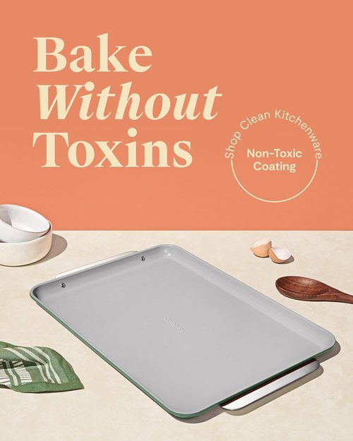 Caraway Non-Stick Ceramic Baking Sheet - Non-Toxic & PTFE Free - Ideal for Baking & Roasting - Large 18" x 13" - Sage