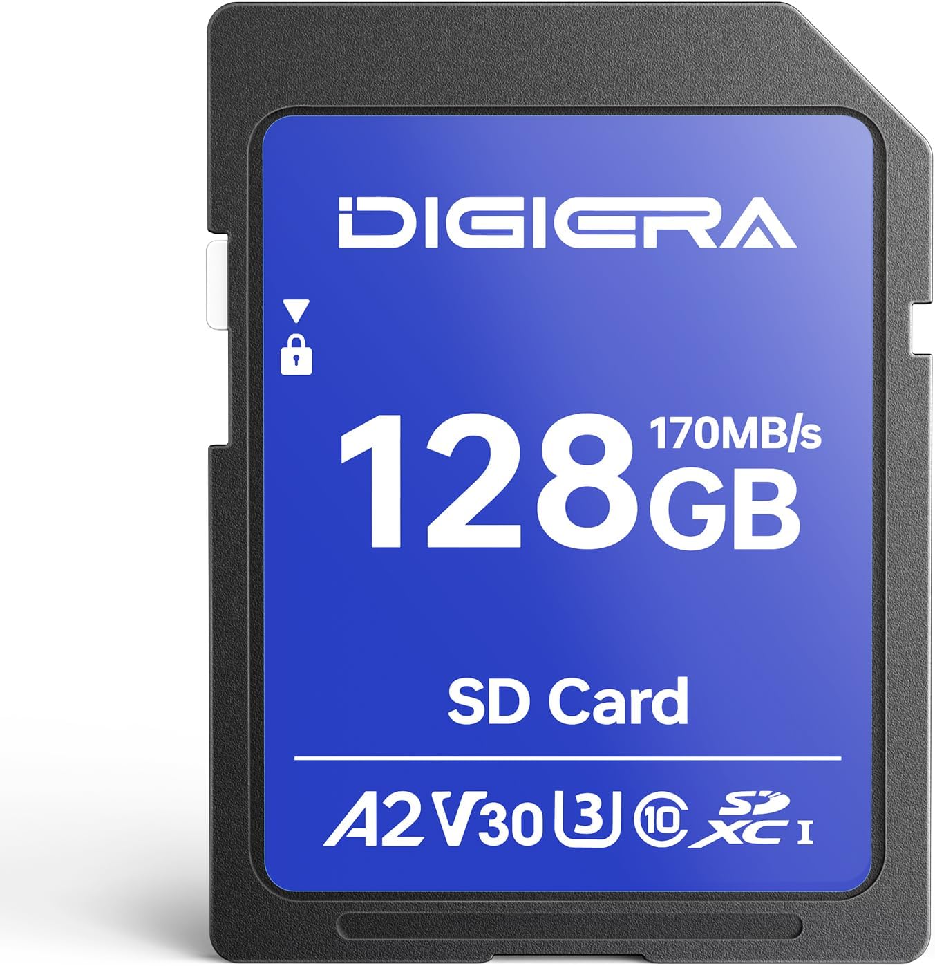 DIGIERA 128GB LS100 170MB/s, C10, U3, V30, 4K (1 Pack) SDXC UHS-I Memory Card - up to UHD, SD Card for Computers