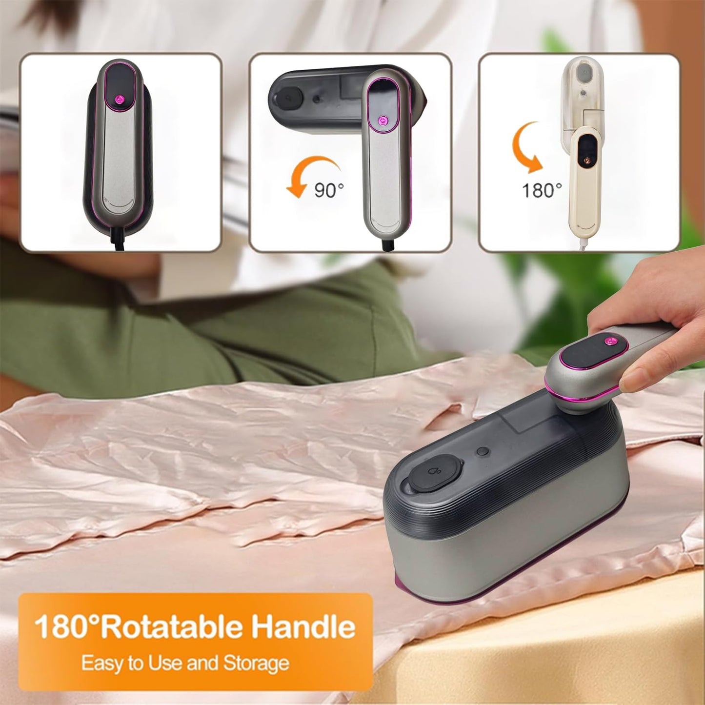 Travel Steamer Iron, 1200W Clothing Steamer with Digital Display Screen, 5+1 Intelligent Ironing Gear Multifunctional Hanging Iron Machine, 140ml, 30S Preheating, Suitable for Home, Trip&Dorm (Grey)