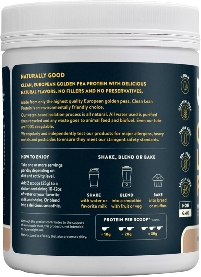 Nuzest - Pea Protein Powder - Clean Lean Protein, Premium Vegan Plant Based Protein Powder, Dairy Free, Gluten Free, GMO Free, Protein Shake, Real Coffee, 20 Servings, 1.1 lb