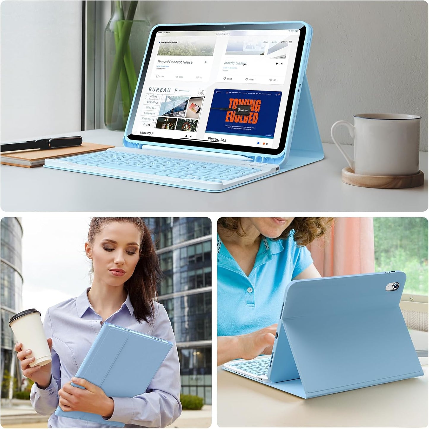 Kiloob 10th 10 2022 10.9", 10th 2022 for iPad Generation Case with Keyboard for Apple th Gen Keyboards Case with Pencil