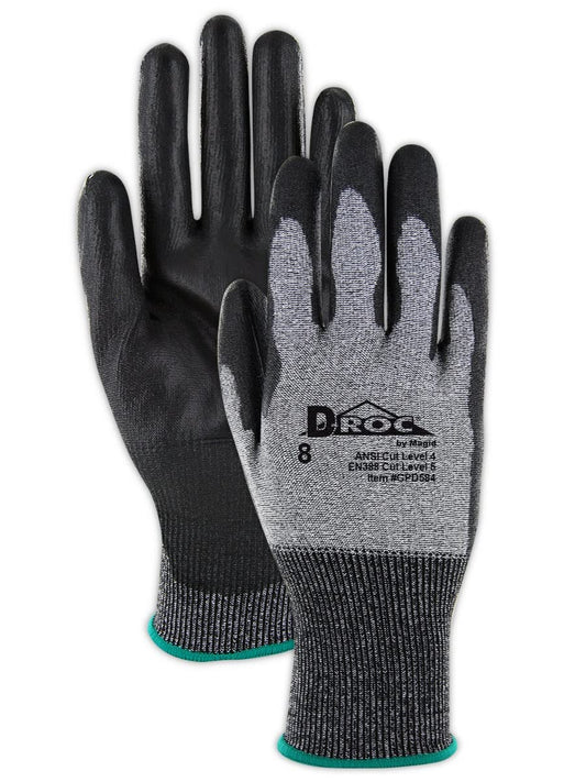 MAGID D-ROC ANSI A4 18-Gauge Hyperon PU Coated Palm Work Gloves, 12 Pairs, Size 10/XL, GPD584